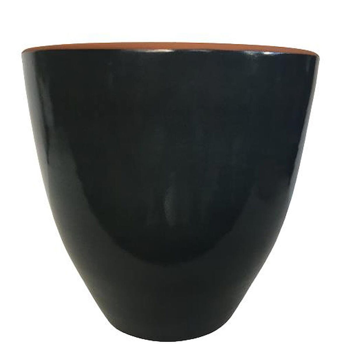 ANTRASİT RENK SIRLI , EL YAPIMI TOPRAK SAKSI (29*29 CM)