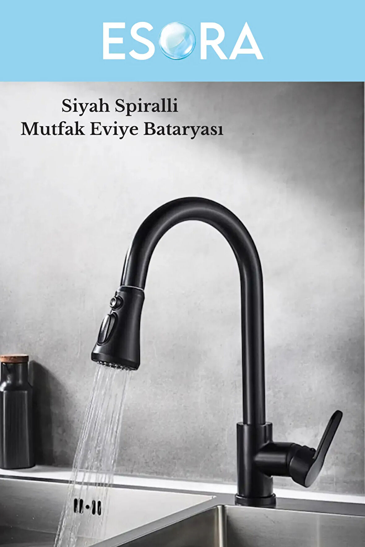 Siyah Spiralli Mutfak Bataryası Siyah Mutfak Dekor Musluk