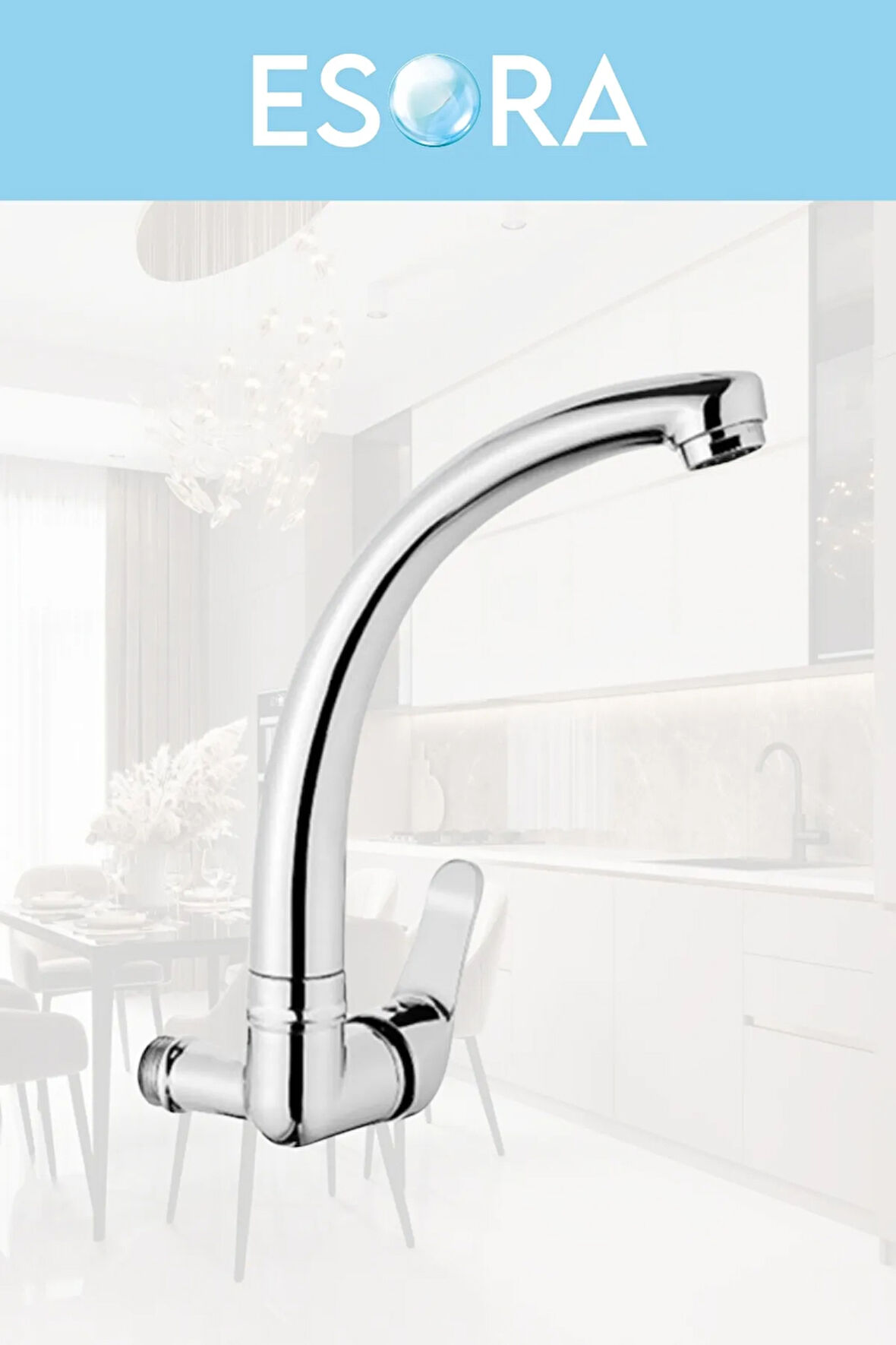 Duvardan Tek Su Çıkışlı Mutfak Lavabo Bataryası Musluğu