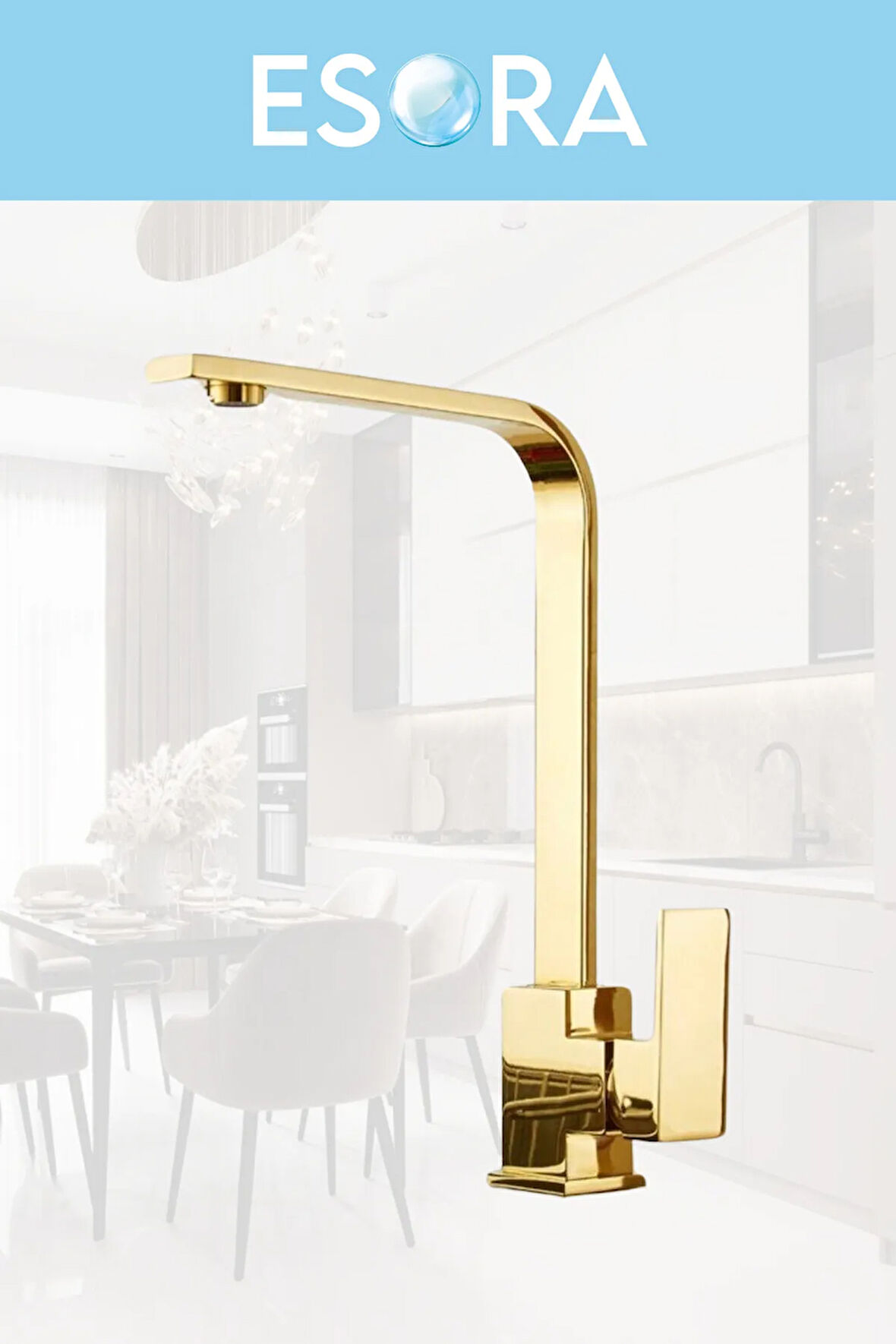 Gold Kare Mutfak Lavabo Bataryası Aç Kapa 2 Yıl Garantili
