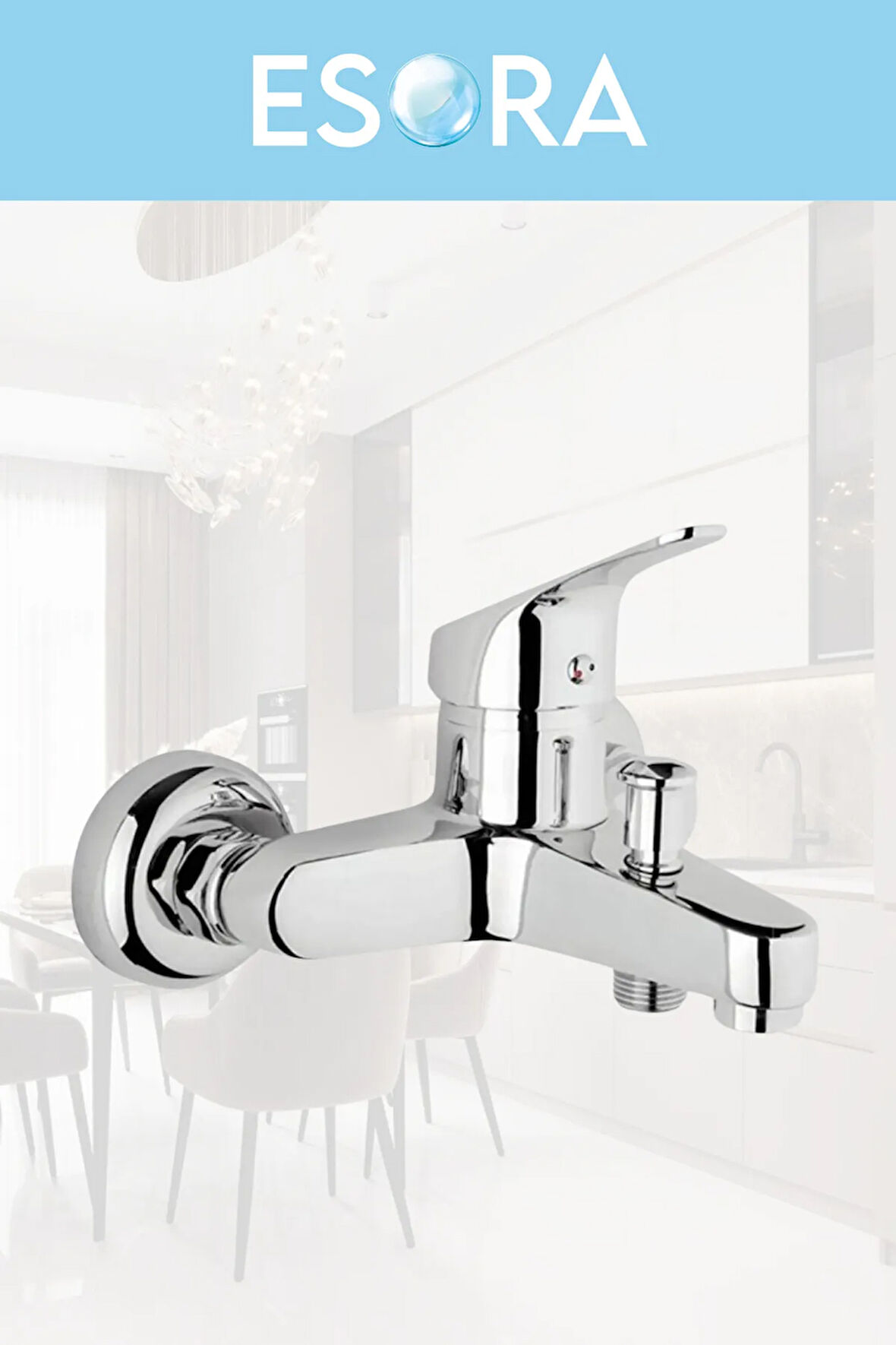 Krom Mix Banyo Duş Musluğu Çeşmesi Bataryası