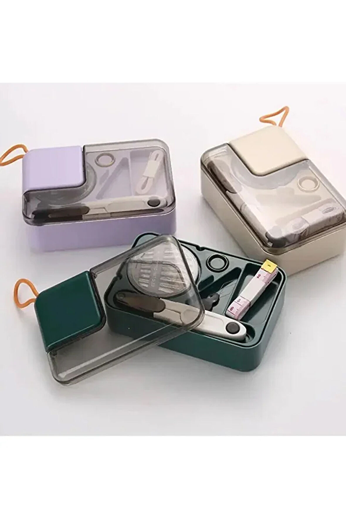 Dikiş Seti Ev Seyahat Dikiş Aracı ve Makas, İplik, İğne, Mezura, Düğmeler Çeyiz Taşınabilir