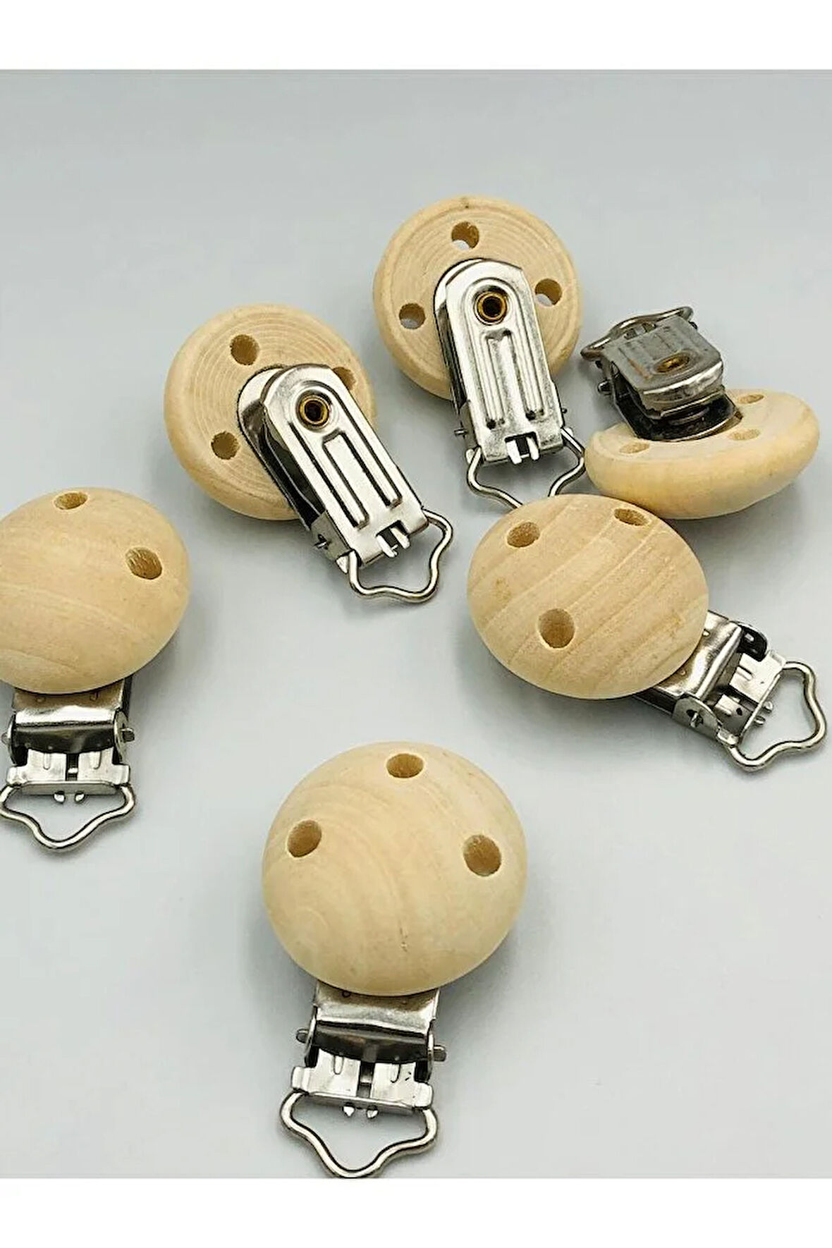 Ahşap Emzik Klipsi Doğal Zincir Askısı Bebek Emzik Tutacağı