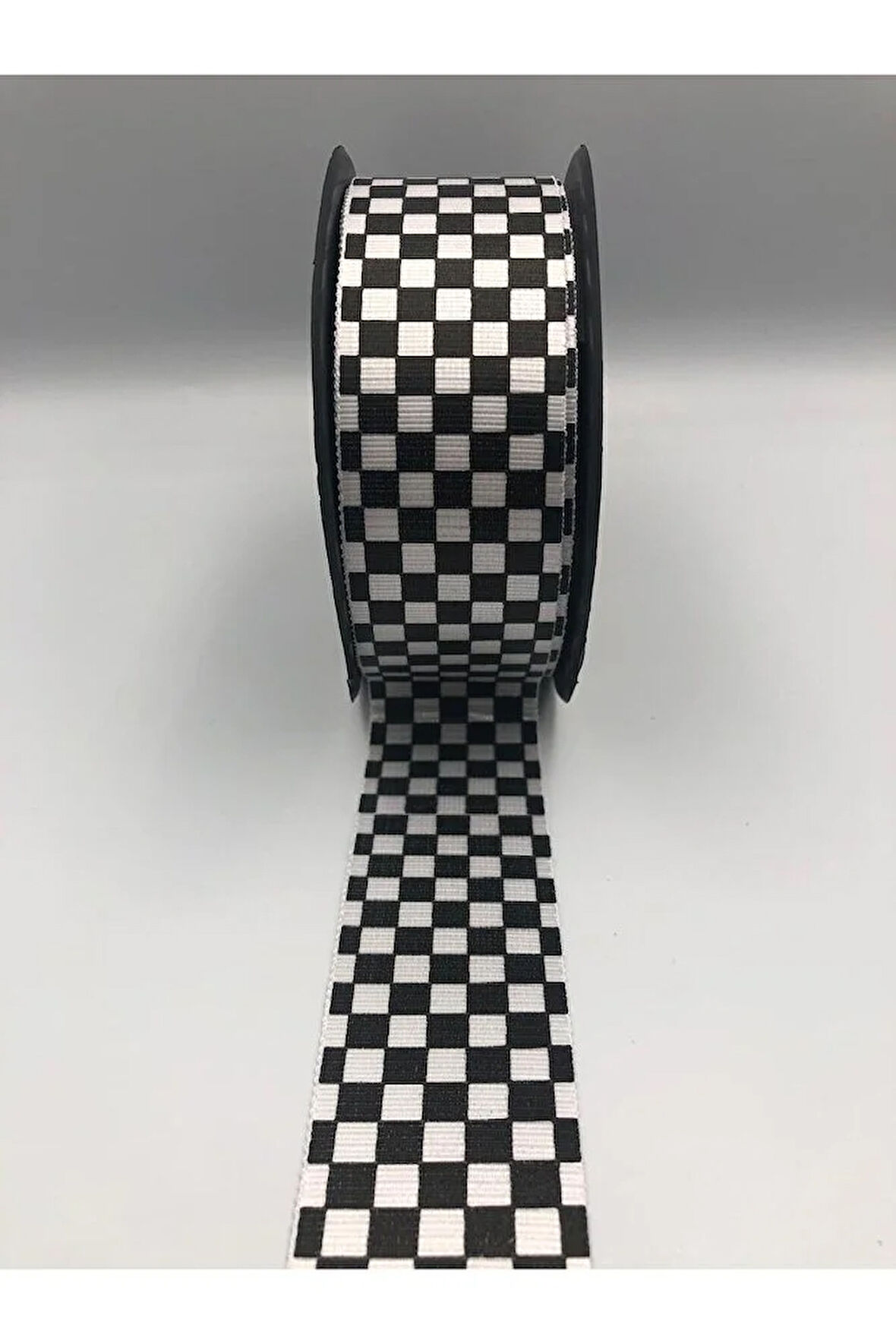 Dama Desen/ekose Siyah Beyaz Kurdele (3.5 cm Genişlik - 5mt Uzunluk)