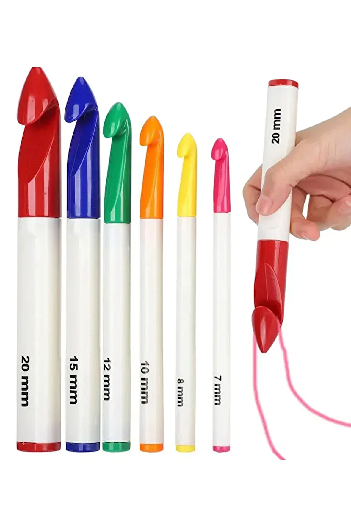 6 Adet Plastik Saplı Kalın Tığ Seti