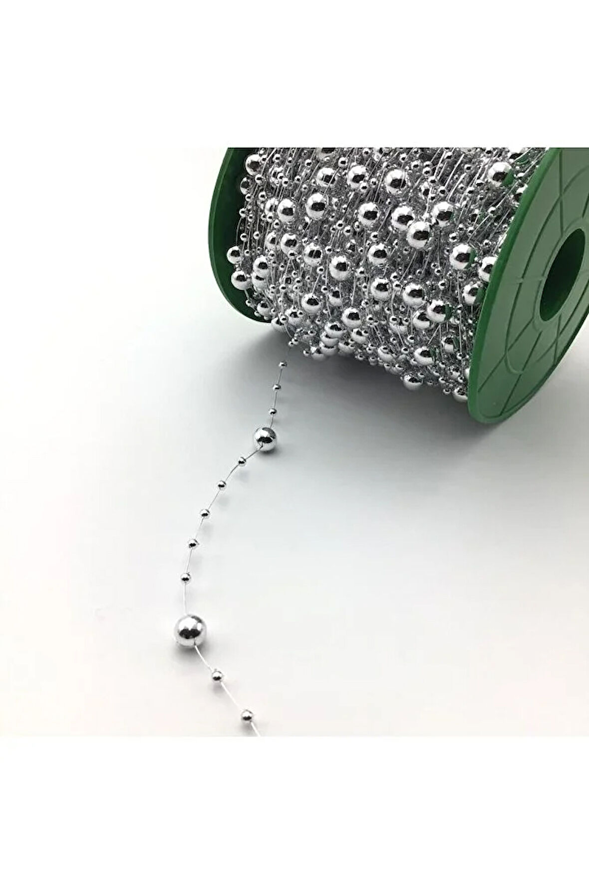 10 Metre GÜMÜŞ Misinalı Şerit Inci Boncuk Şerit Çiçek Süsleme Dekorasyon Boncuğu