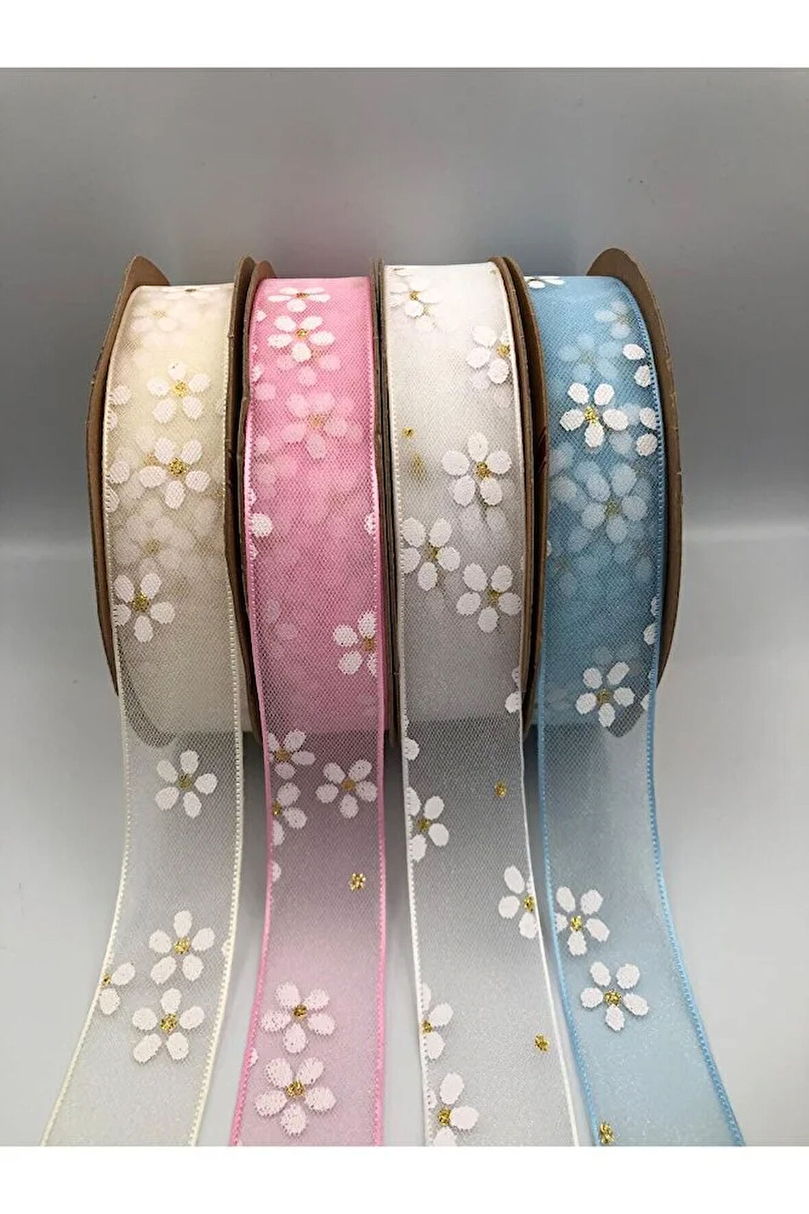 4'lü Organize Kurdele Dekoratif Desenli 40 Metre 25 mm