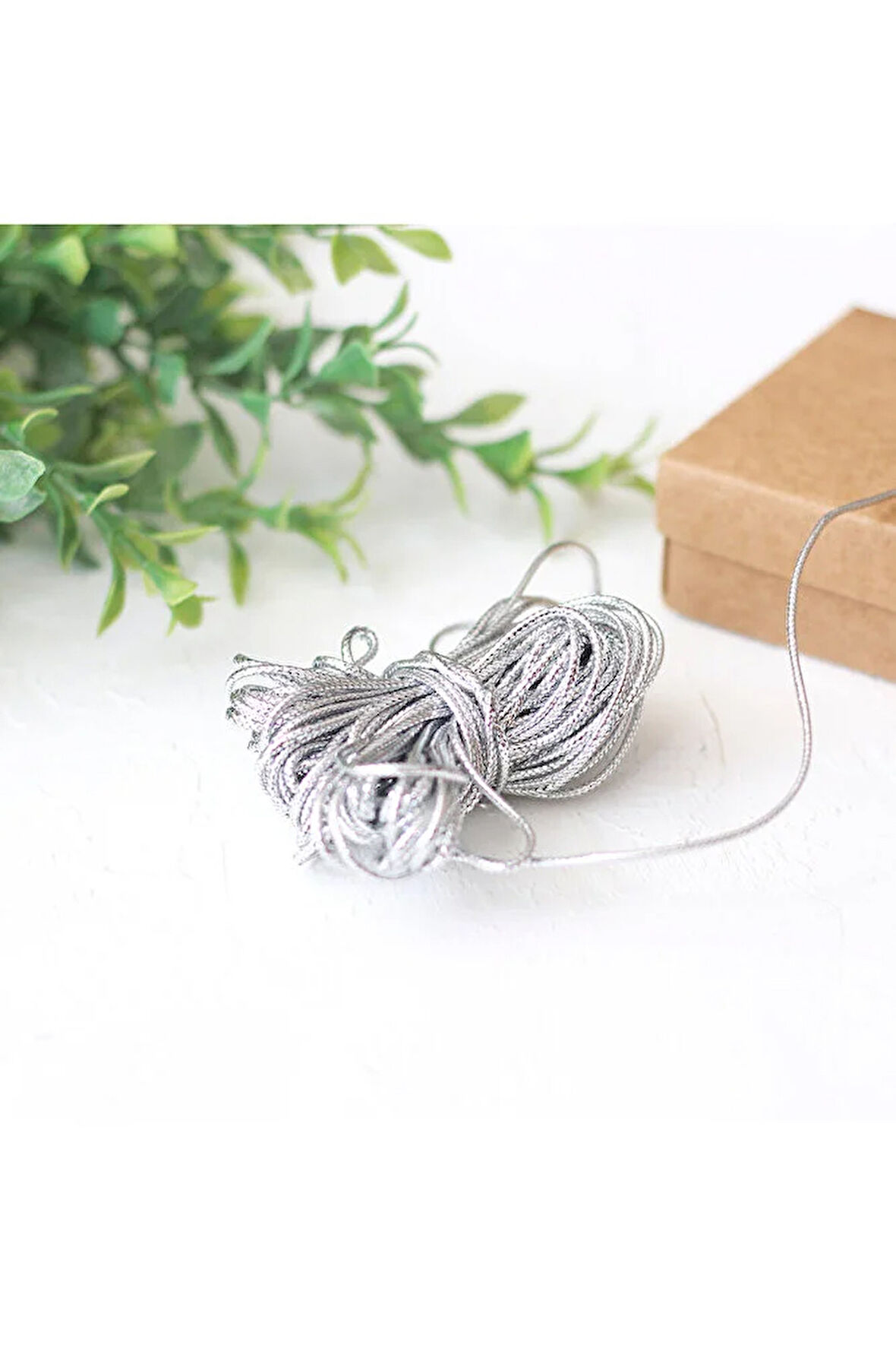 20 Metre (Altın - Gümüş) Rengi Dekoratif Simli Monofil İplik, Bileklik İpi, Takı İpi, Paket İpi