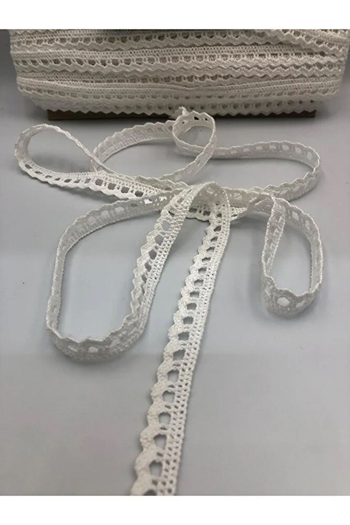 5 Metre Pamuk Dantel Şerit 1 Cm Kopanaki Güpür
