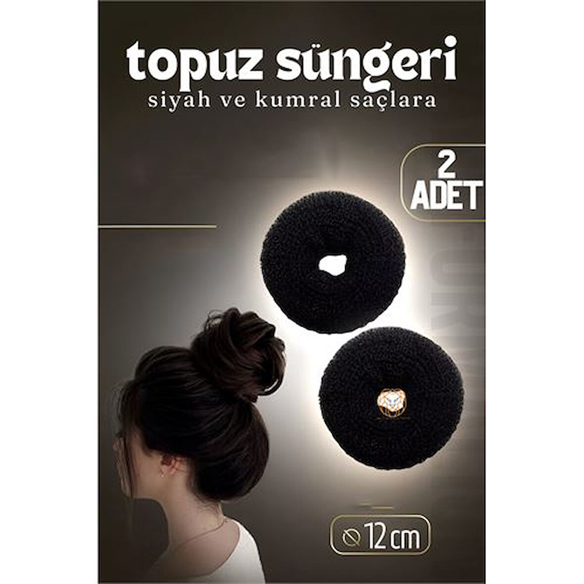 ModaCar Siyah Saç Topuz Süngeri 2 ADET 12 CM Çap 5 cm Kalınlık