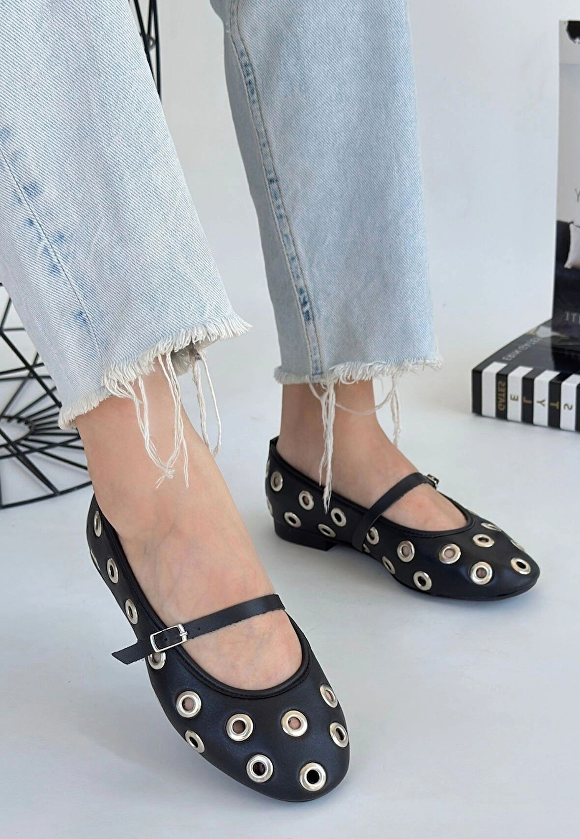 Tinta Siyah Cilt Babet Ayakkabı