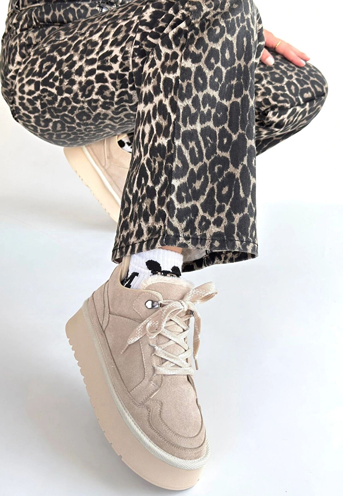 Muden Bej Süet Bağcıklı Bot