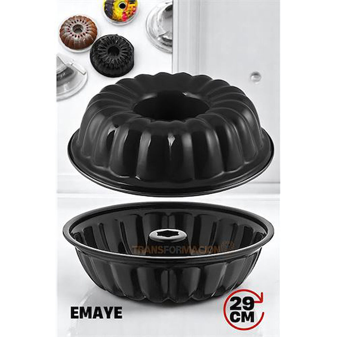 ModaCar Emaye Kek Kalıbı - Yapışmaz Siyah Emaye Kek Kalıbı 29 CM