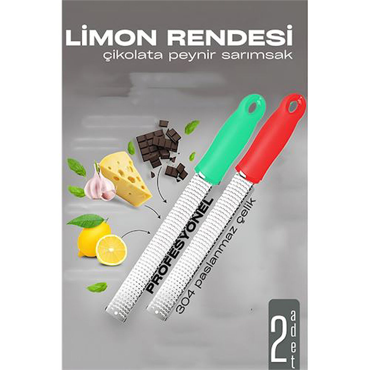 Modacar Limon Rendesi - Uzun Peynir Çikolata Sarımsak Rendesi 2 li set