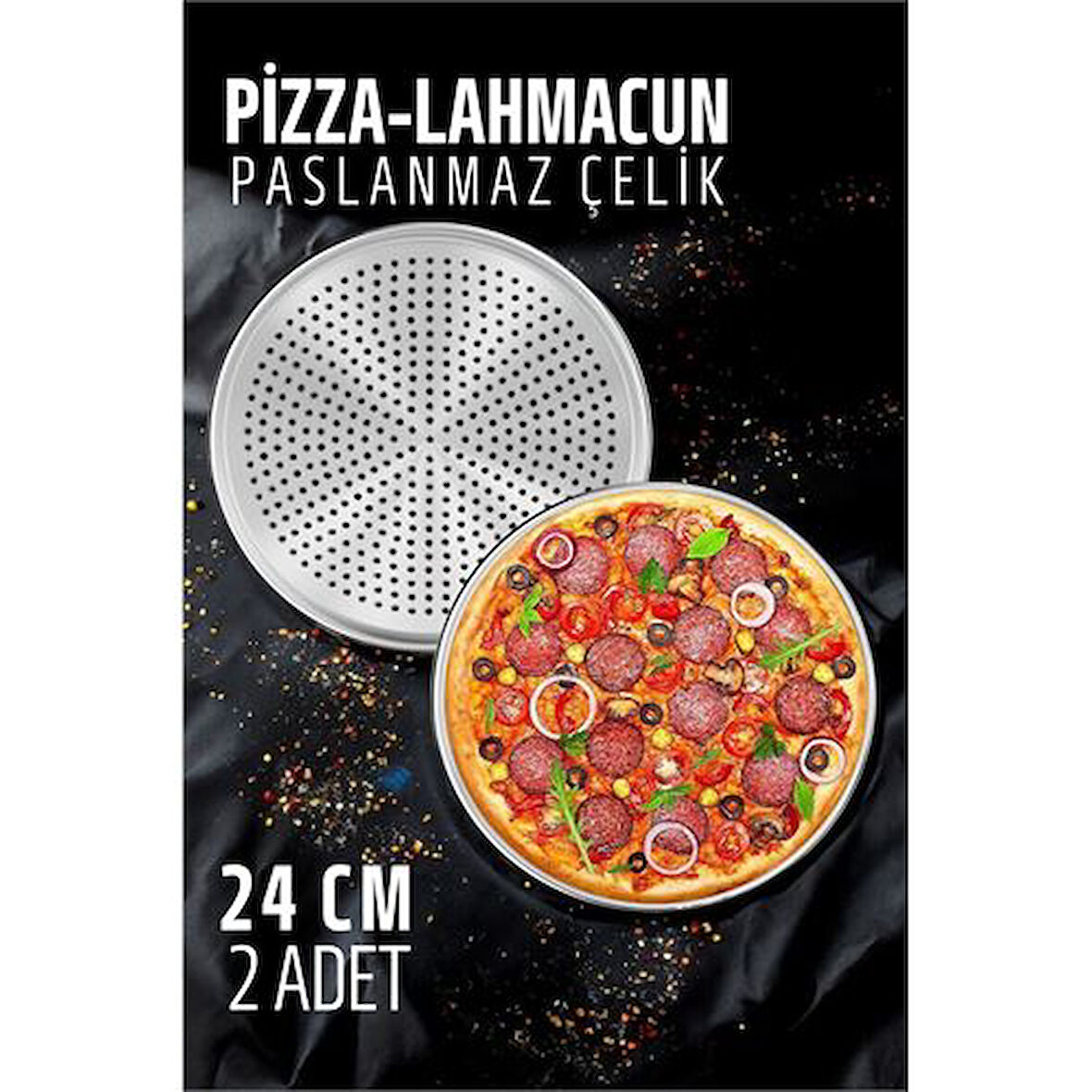 ModaCar Lahmacun Pizza Pide Pişirme Tepsisi 24 CM 2 li SET