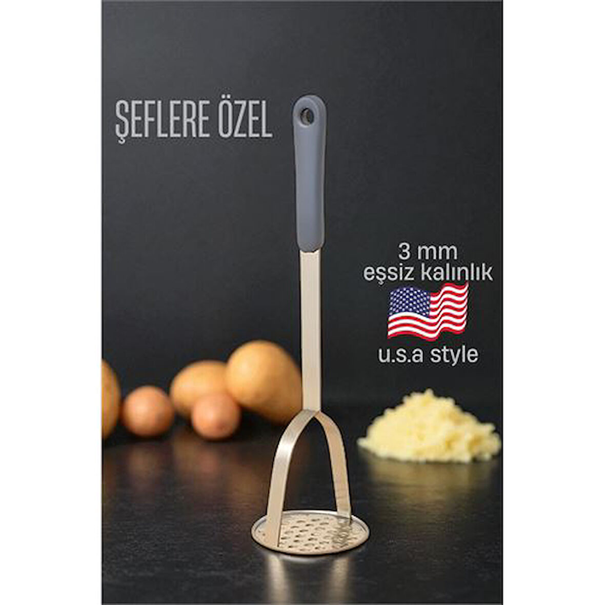 Modacar Patates Ezici 3 mm Kalınlık 304 Paslanmaz Çelik Havuç Muz Avokado Ezici