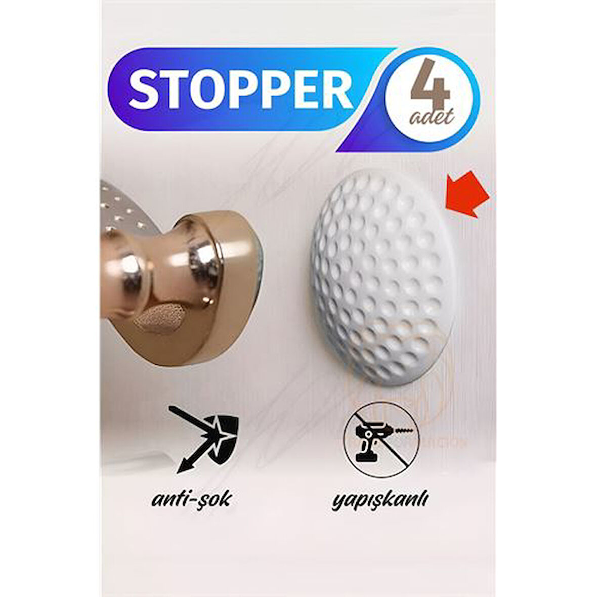 ModaCar Kapı Stopperi Golf Topu Model Kapı Çarpma Önleyici 4 Adet