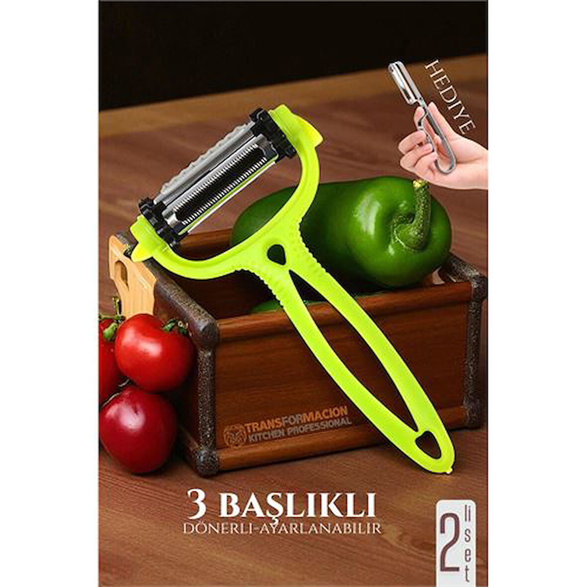 Modacar 3 Bıçaklı Soyacak Seti - Sebze Soyacağı Profesyonel Paslanmaz Çelik 2 li SET