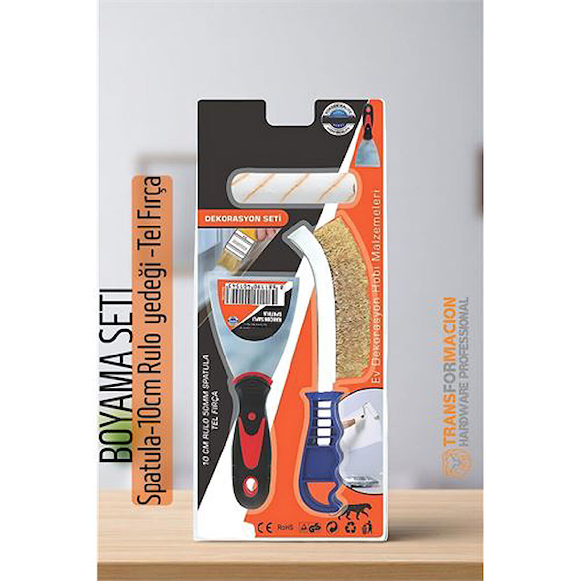 Modacar Boyama Seti - Spatula-10cm Rulo  yedeği -Tel Fırça