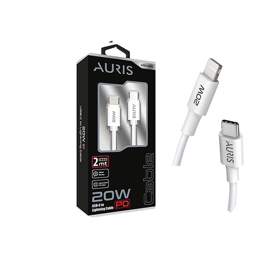 Auris 20W PD USB-C to Lightning Şarj Kablosu 2 Metre