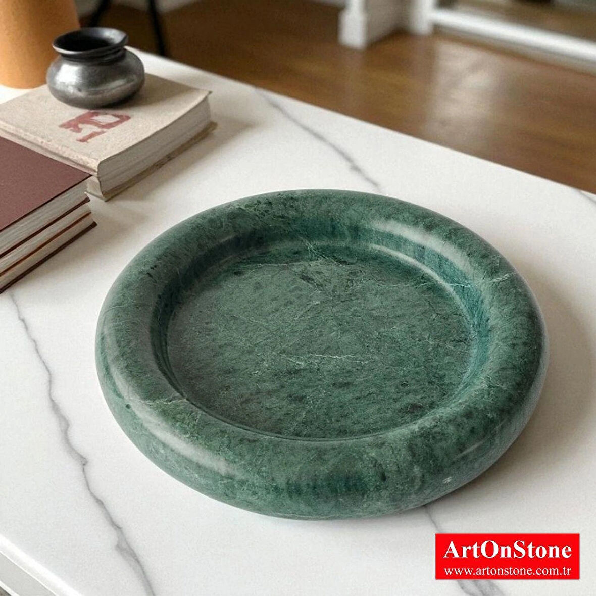 Artonstone Dekoratif Yeşil Mermer Tabak