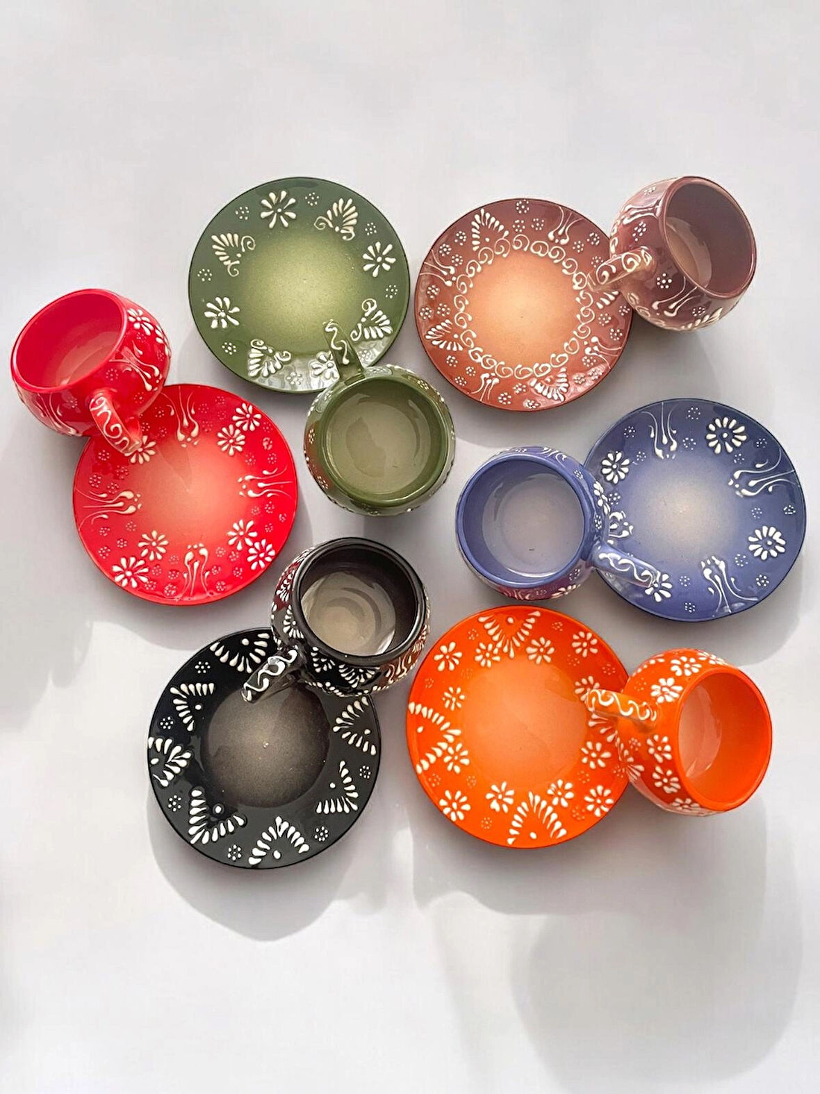 Dekoratif Şık Tasarım El Yapımı 6 Kişilik Kahve Fincanı