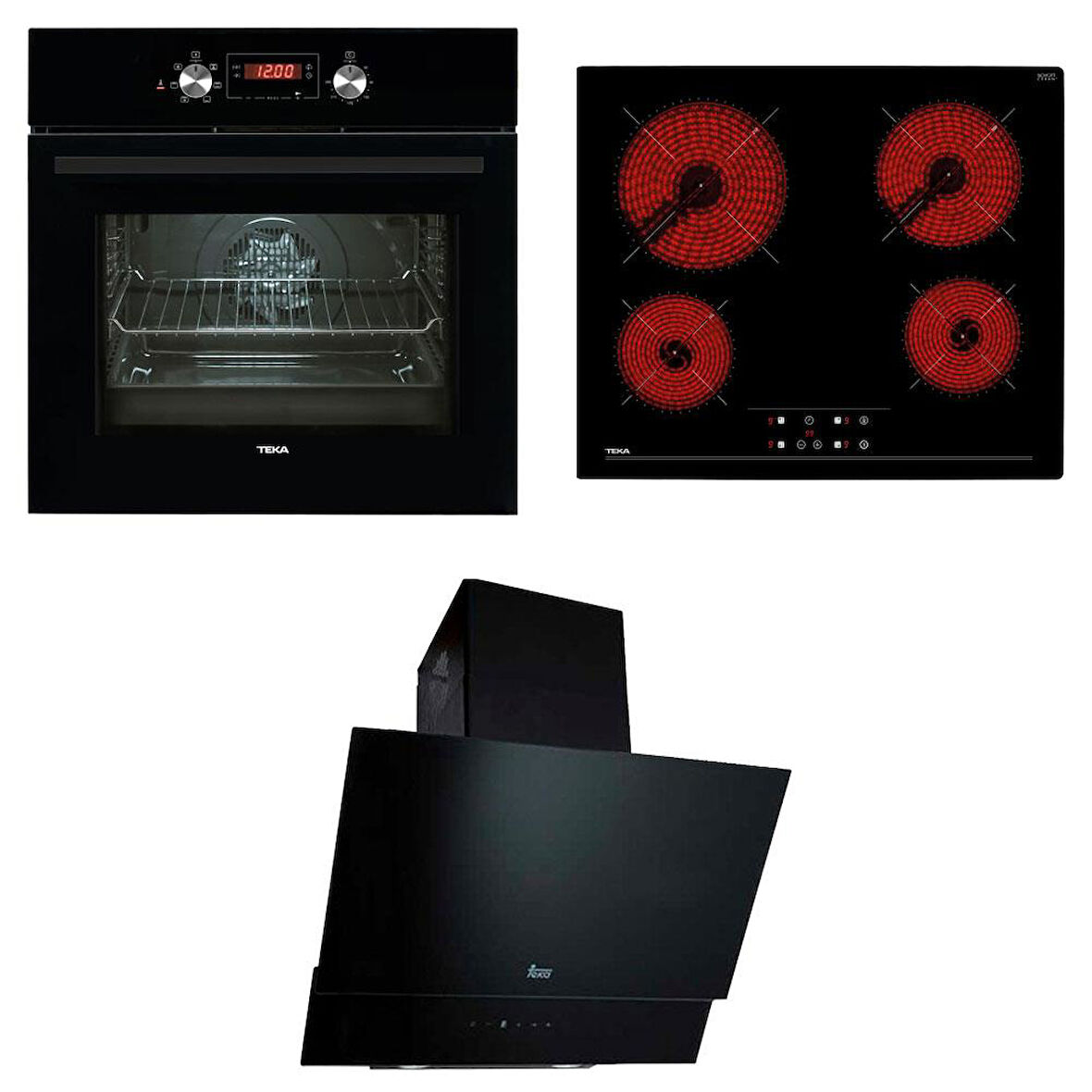 Teka Ankastre Set Chef 9 ; HAK 627 BK Ankastre Fırın, TZ 6415 Ankastre Ocak, TVT 60.1 BLACK Davlumbaz