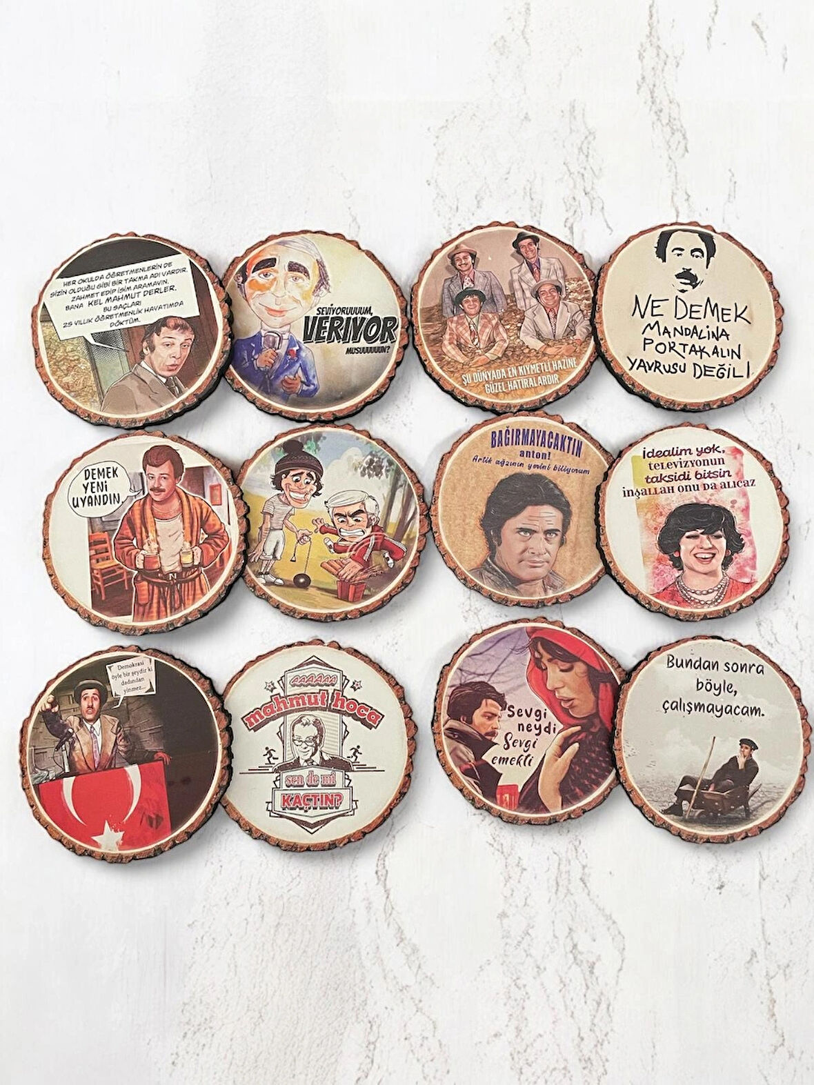 Nostaljik Yeşilçam Replikleri ile Baskılı Çay, Kahve, Meşrubat Altlığı - Nihale 12 Adet