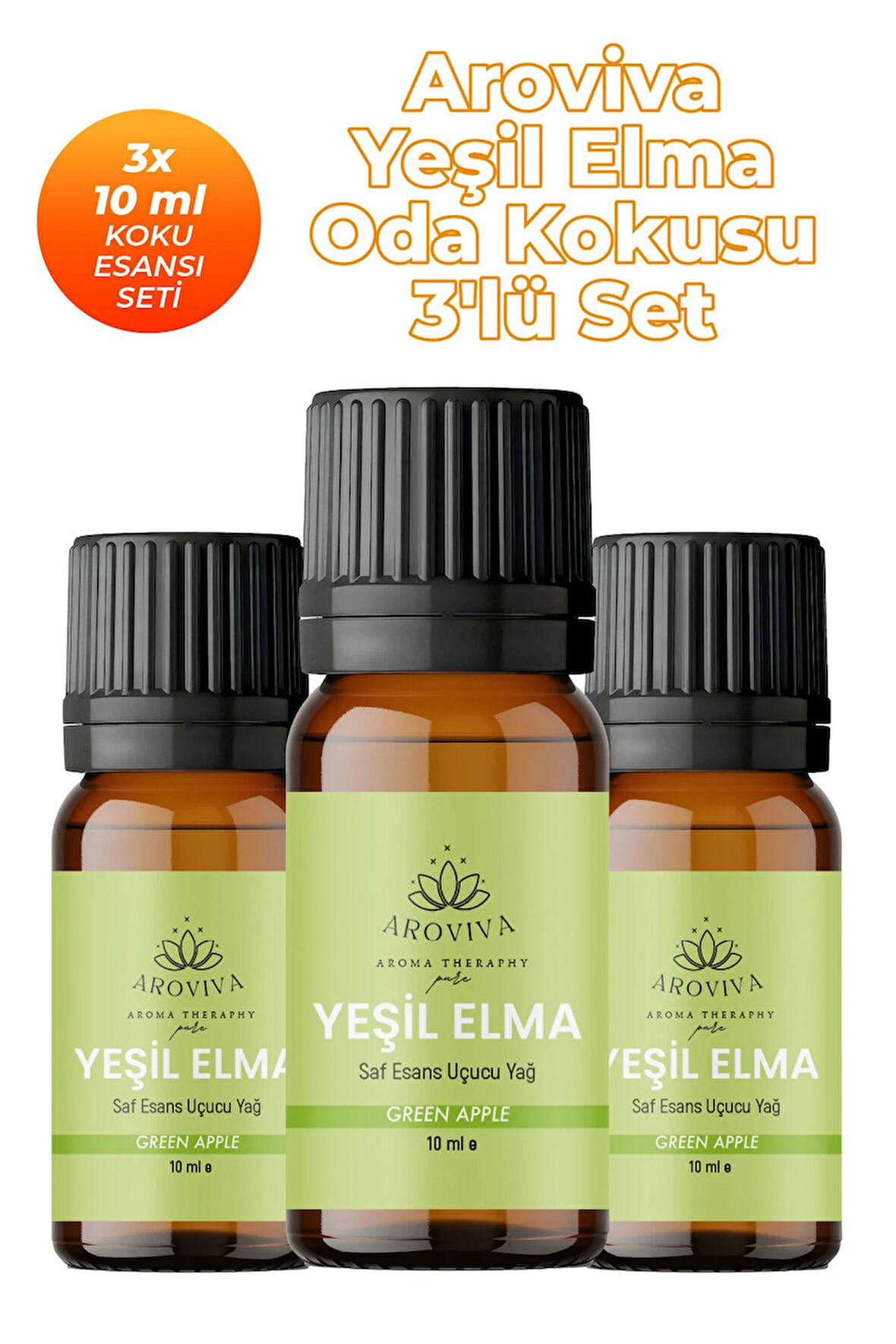 Yeşil Elma Oda Kokusu 3'Lü Set- Doğal Esansiyel Uçucu Yağ, Difüzör Esansı, Buhurdanlık Yağı Yeşil Elma Oda Kokusu 3'Lü Set- Doğal Esansiyel Uçucu Yağ, Difüzör Esansı, Buhurdanlık Yağı