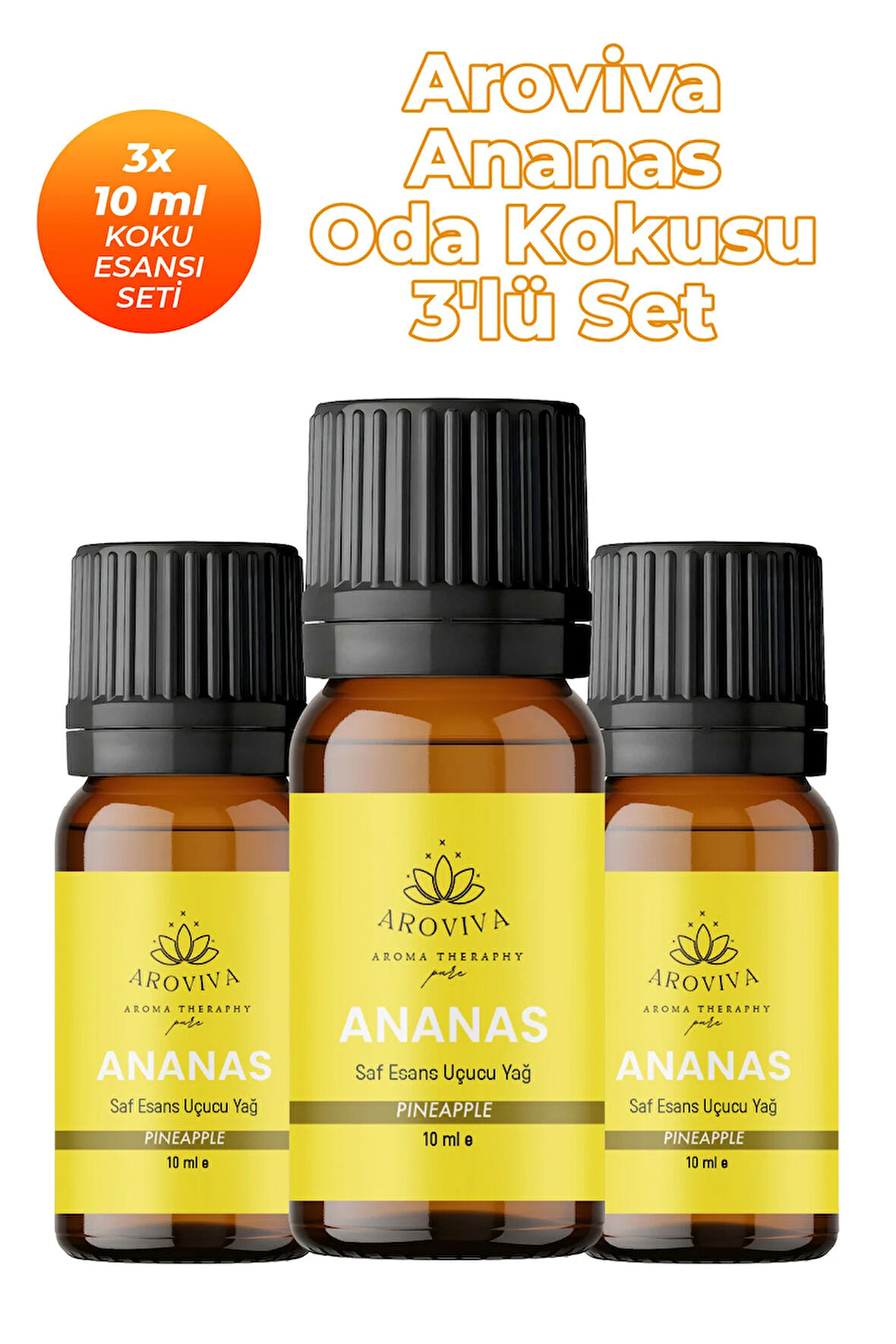 Ananas Oda Kokusu 3'Lü Set- Doğal Esansiyel Uçucu Yağ, Difüzör Esansı, Buhurdanlık Yağı Ananas Oda Kokusu 3'Lü Set- Doğal Esansiyel Uçucu Yağ, Difüzör Esansı, Buhurdanlık Yağı