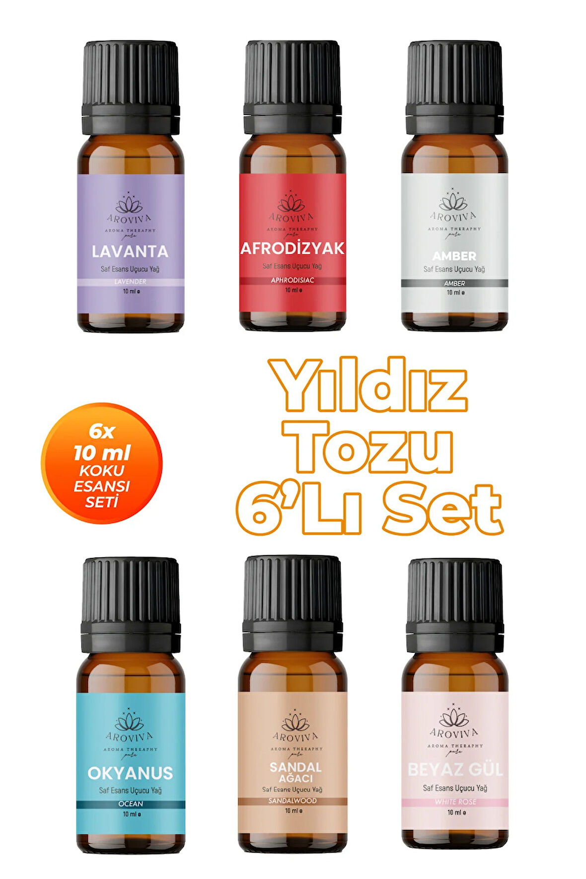 Yıldız Tozu Oda Kokusu 6'Lı Set- Doğal Esansiyel Uçucu Yağ, Difüzör Esansı, Buhurdanlık Yağı Yıldız Tozu Oda Kokusu 6'Lı Set- Doğal Esansiyel Uçucu Yağ, Difüzör Esansı, Buhurdanlık Yağı