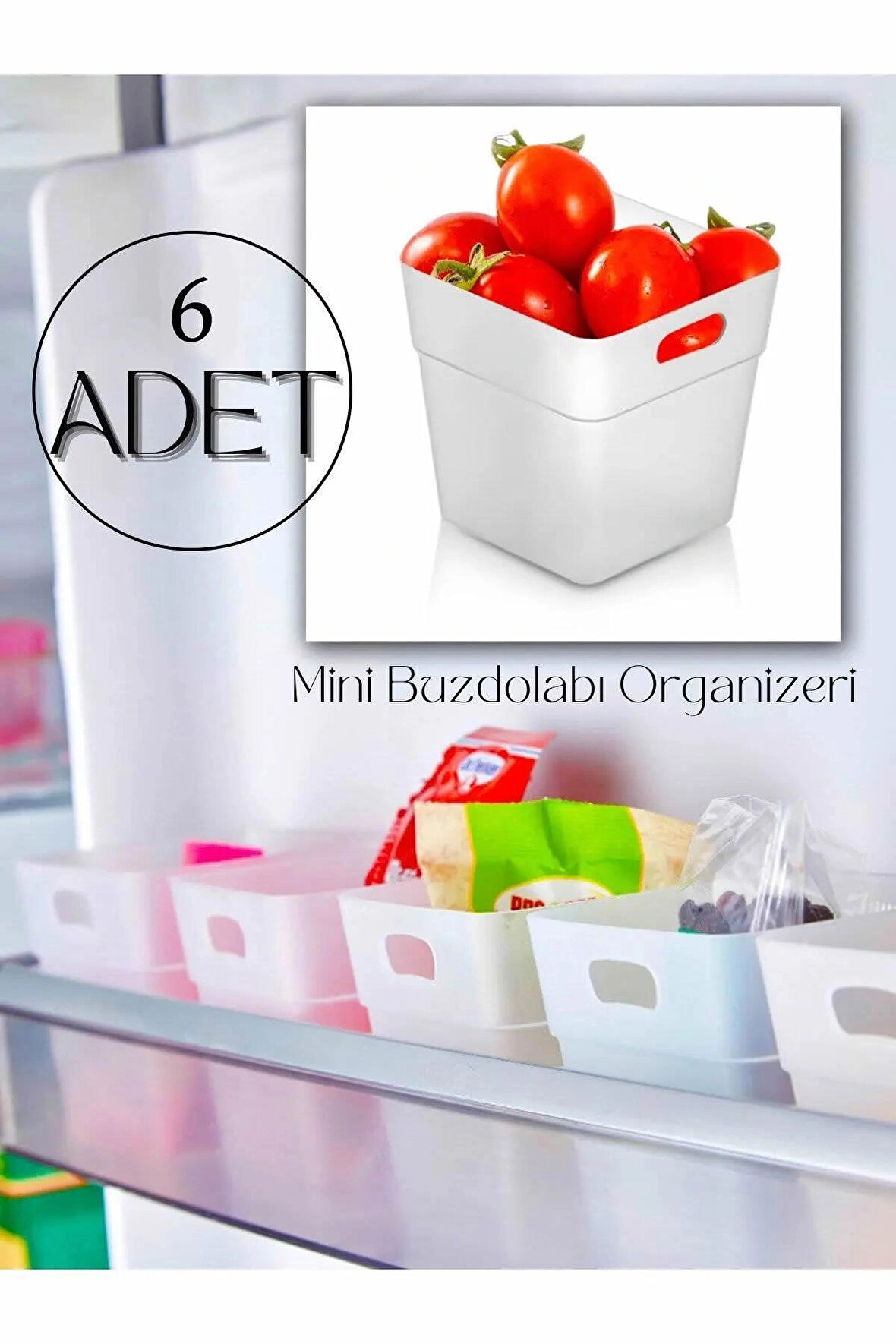 ARVALE 6 Adet Buzdolabı Kapak Içi Düzenleyici Organizer 6'lı Buzdolabı Içi Düzenleyici Ve Banyo Organizeri