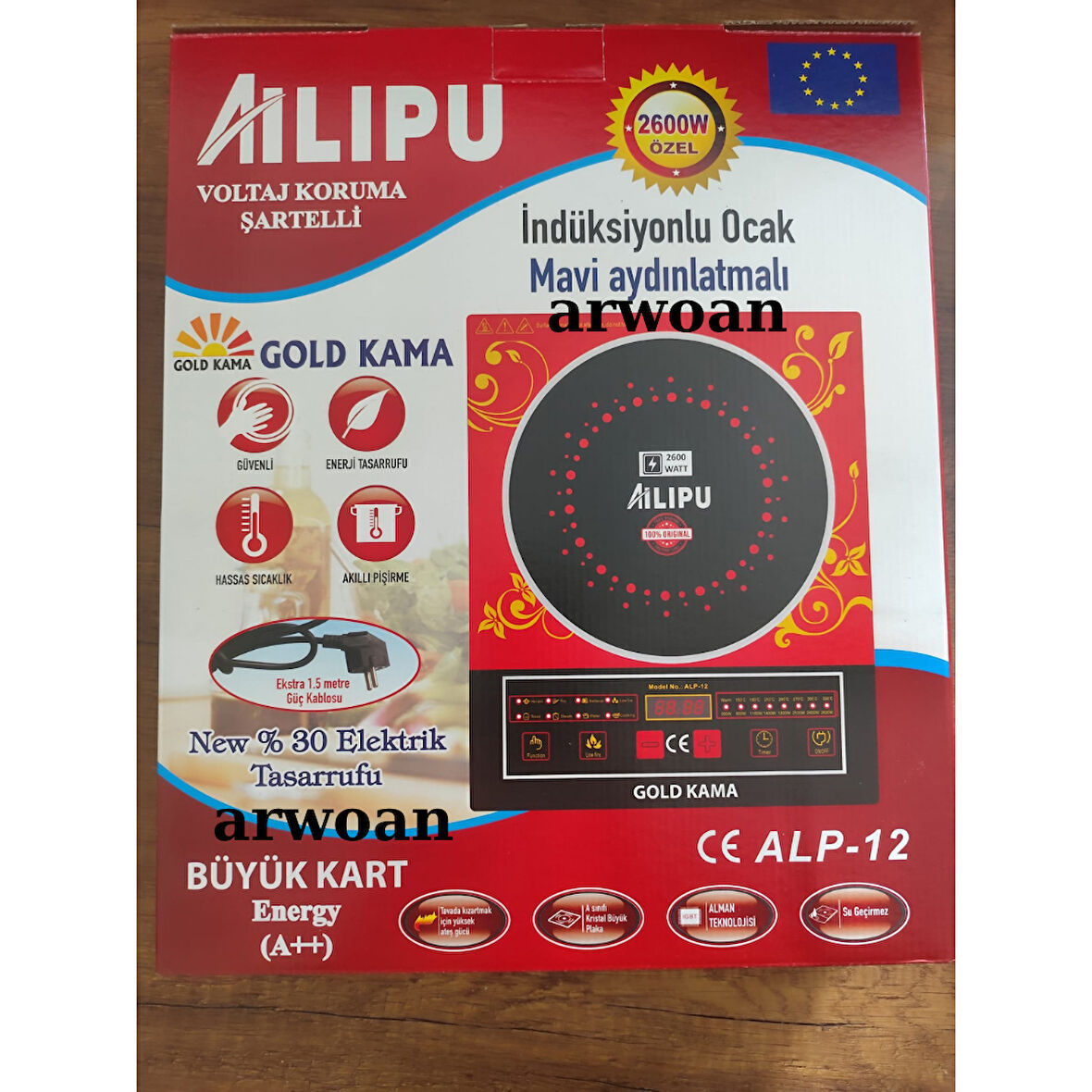 Arwoan ALP-12 Gold Kama İndüksiyonlu Ocak (Mavi Aydınlatmalı)