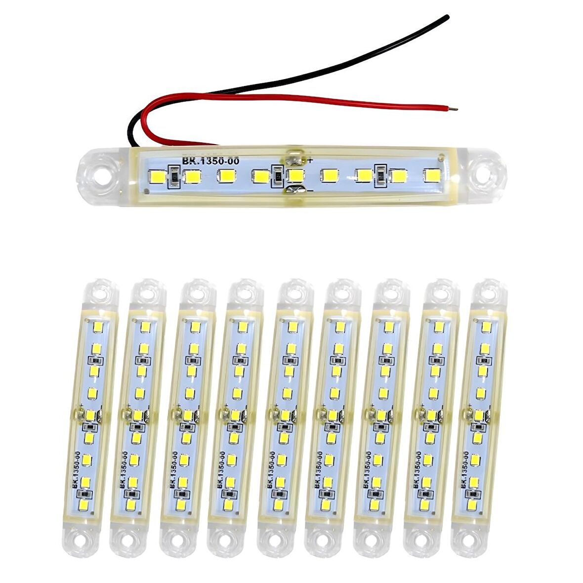 10 Adet 9 Ledli Parmak Led Beyaz Işık Su Geçirmez 12-24V