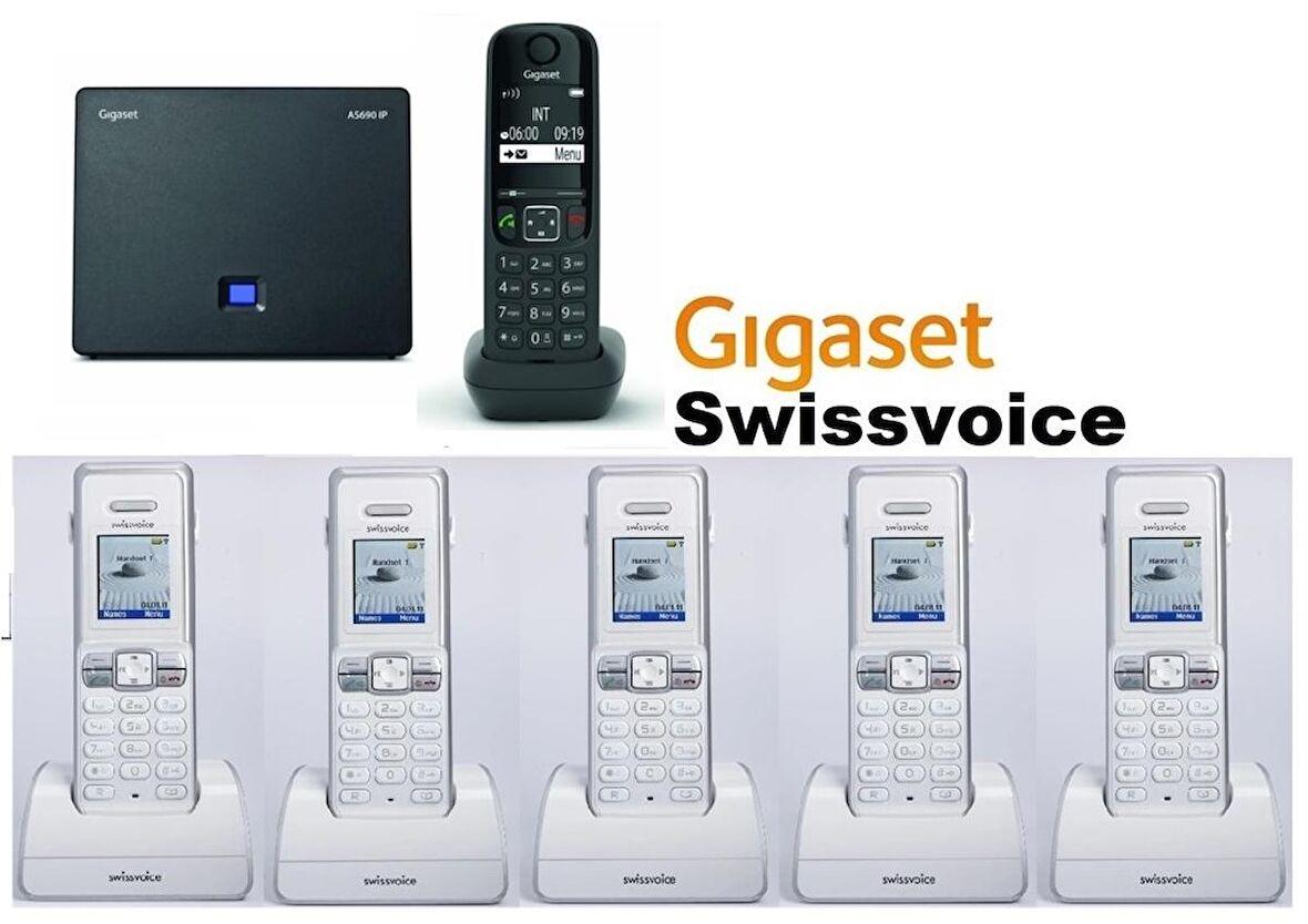 Gigaset AS690 IP 6 Dahili Swissvoice Kablosuz Telefon Santrali