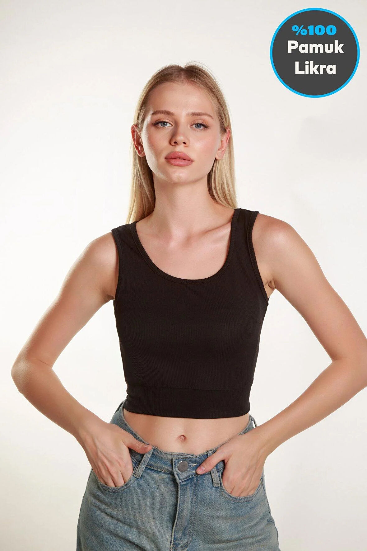 ,Kadın Crop Kare Yaka Fitilli Askılı Basic Top Büstiyer Atlet Bluz