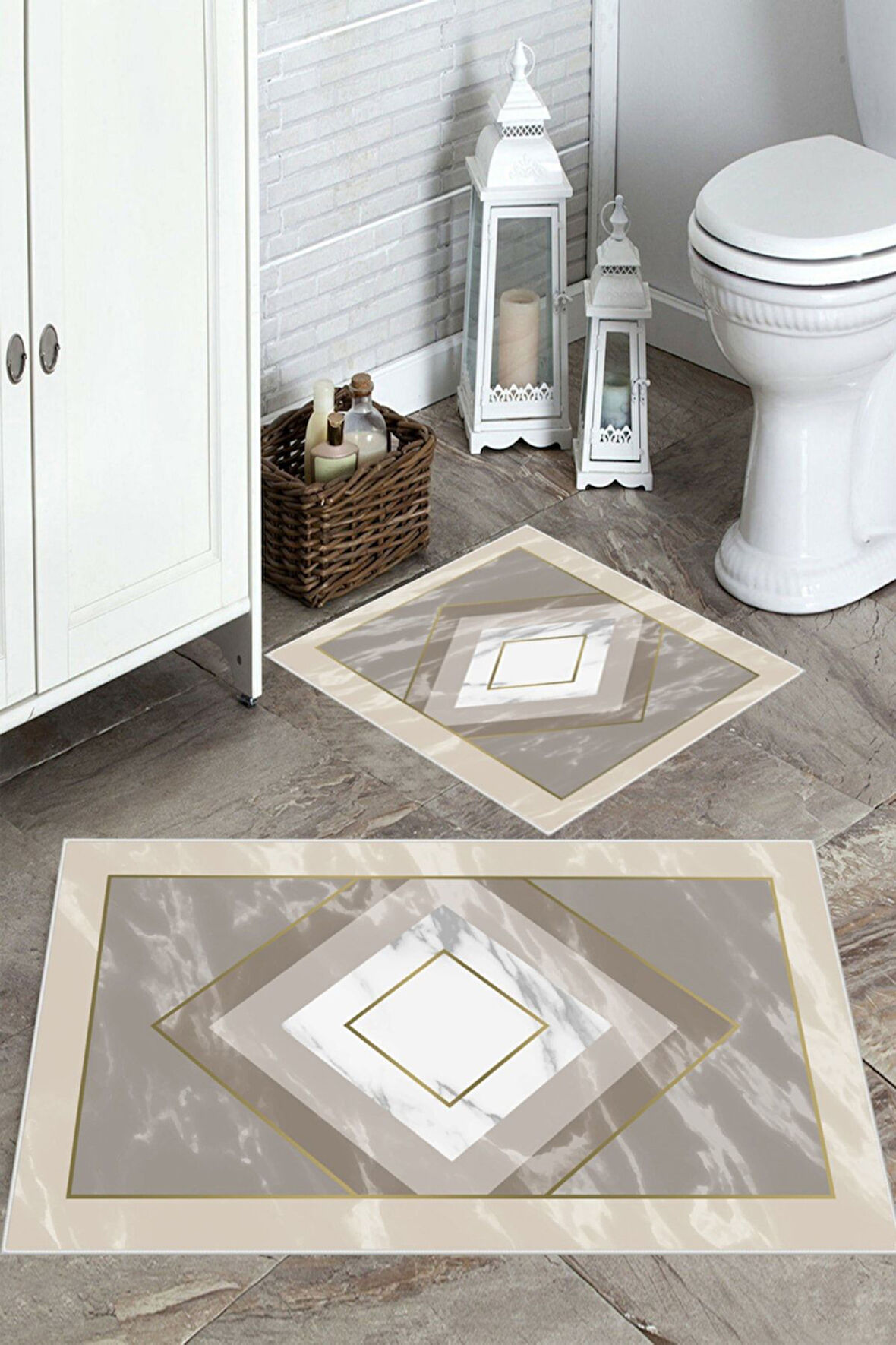 Multi  Kaymaz Taban Tasarım Banyo Paspas  BB-101