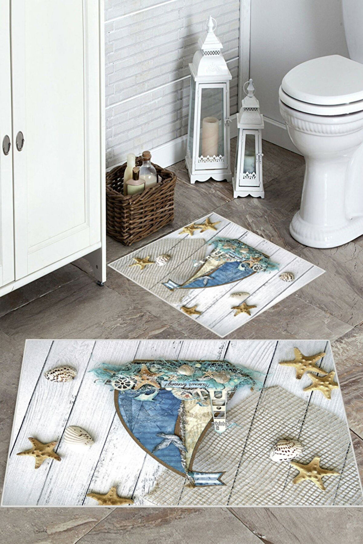 Multi  Kaymaz Taban Deniz Tema Banyo Paspas  BP-1