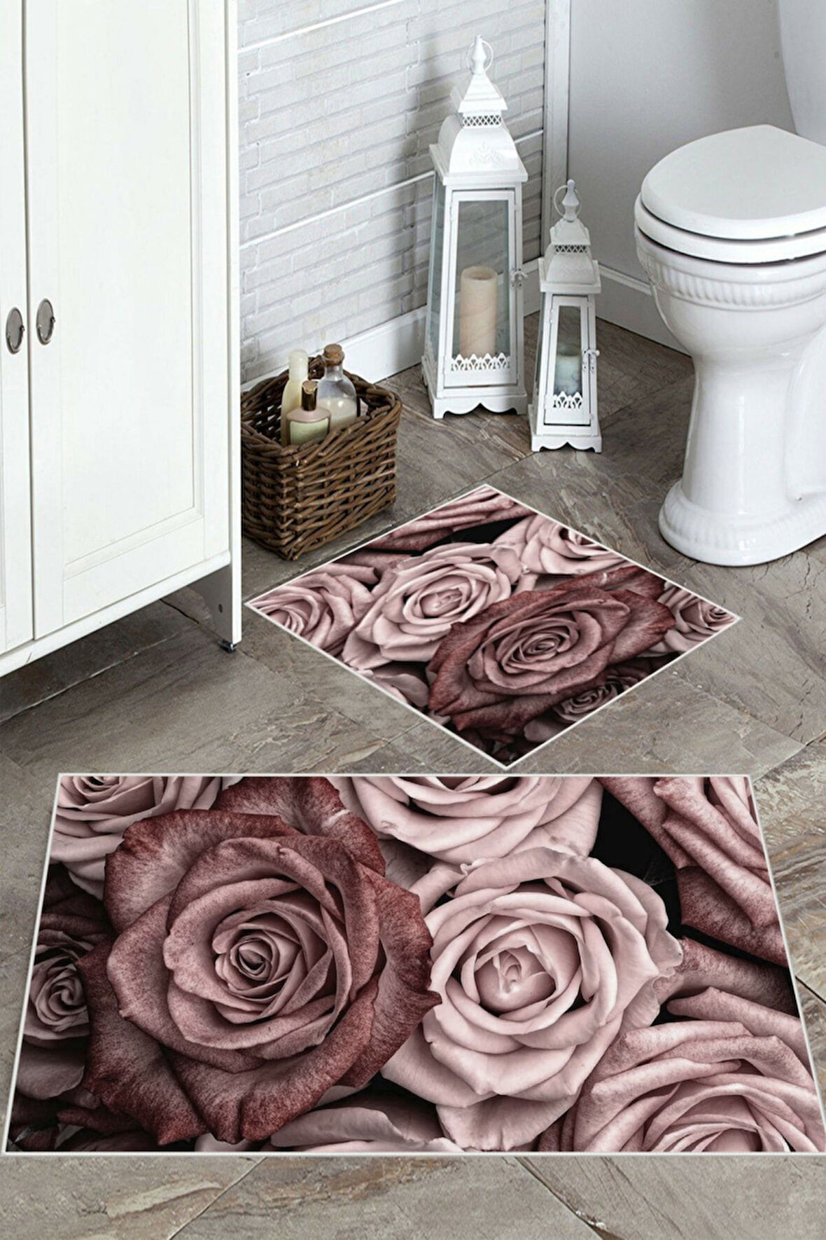 Pembe  Kaymaz Gül Banyo Paspas  BP-29