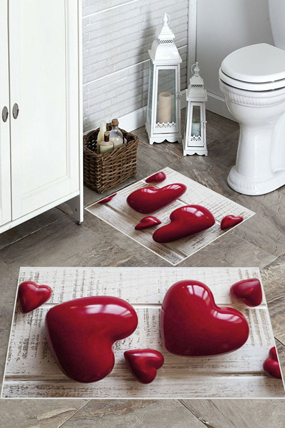 Krem Zemin  Kaymaz Taban Kalp Banyo Paspas  BP-36