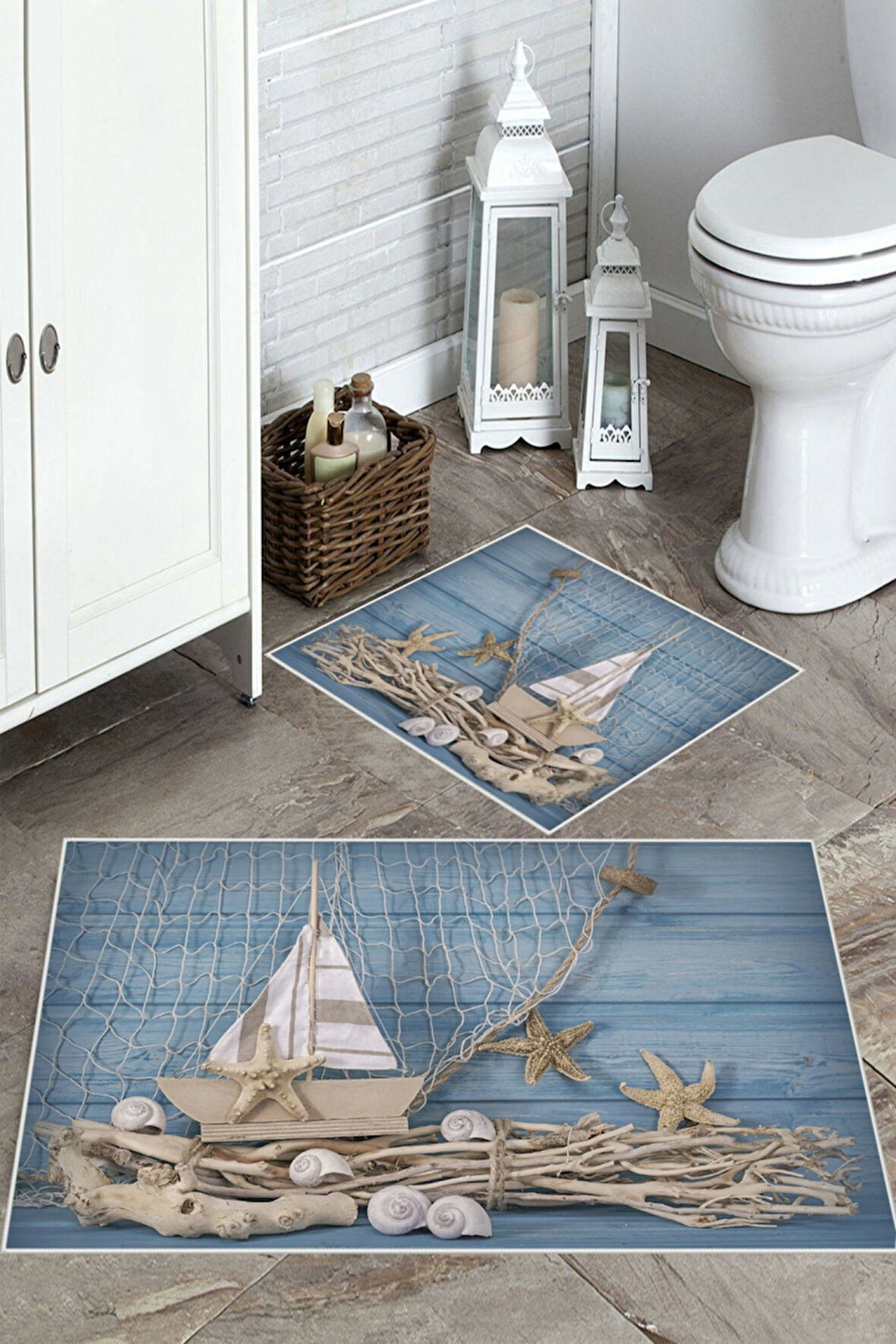 Mavi  Kaymaz Taban Tekne Banyo Paspas  BP-37