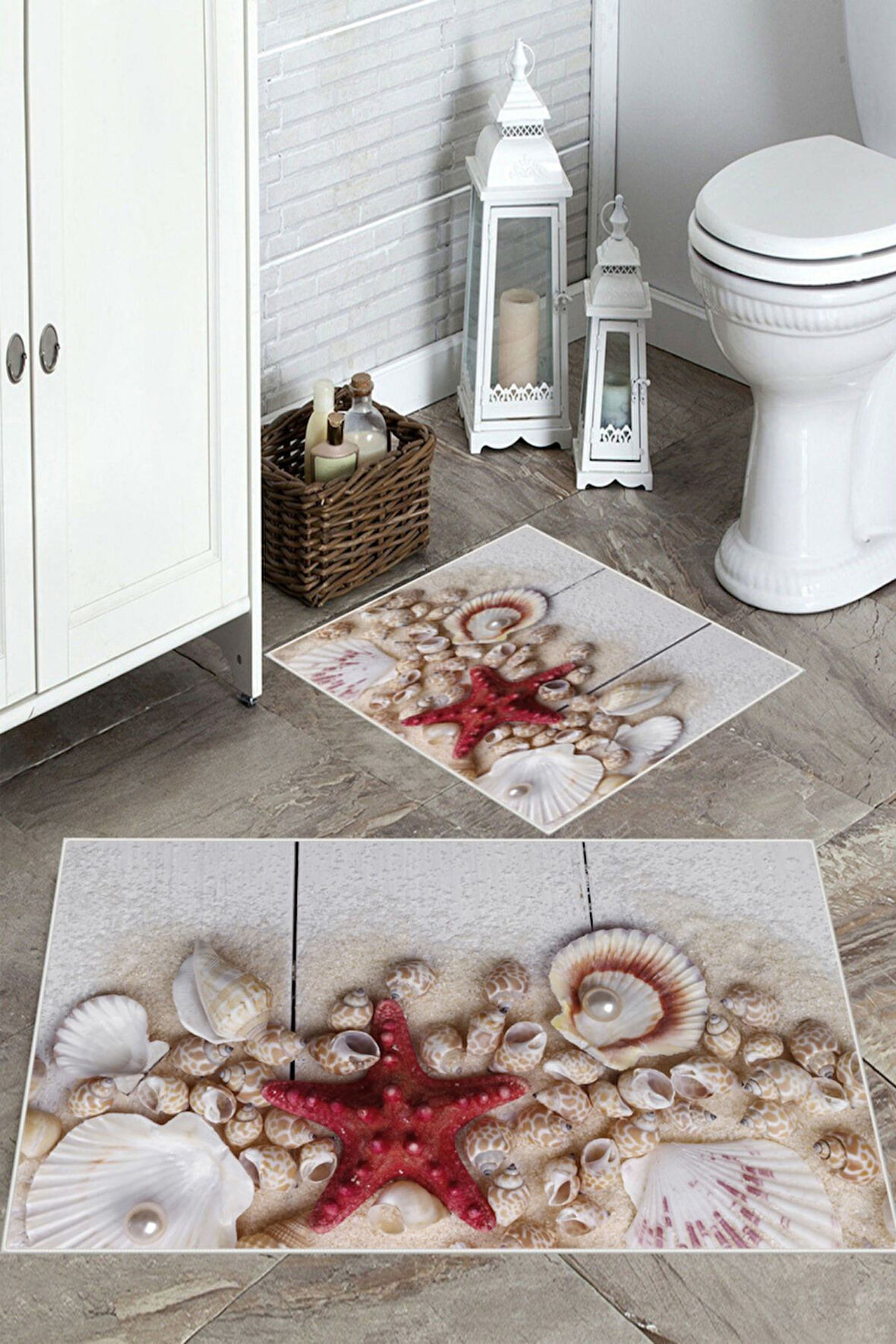 Multi  Kaymaz Taban DenizYıldız Tema Banyo Paspas  BP-5