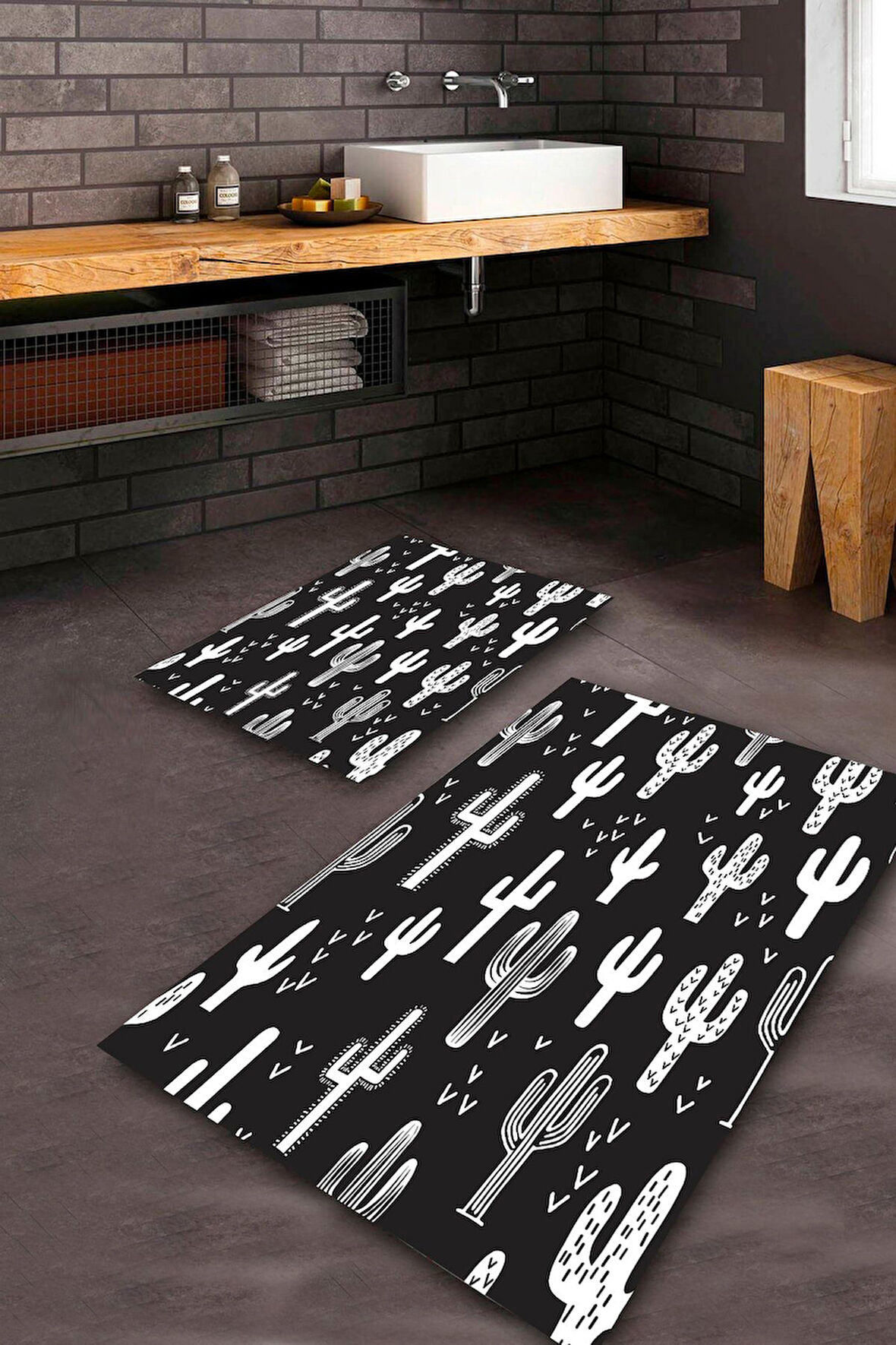 Siyah Pvc Deri Kaymaz Taban Kaktüs Banyo Klozet Takımı Saçaksız BPS-1061