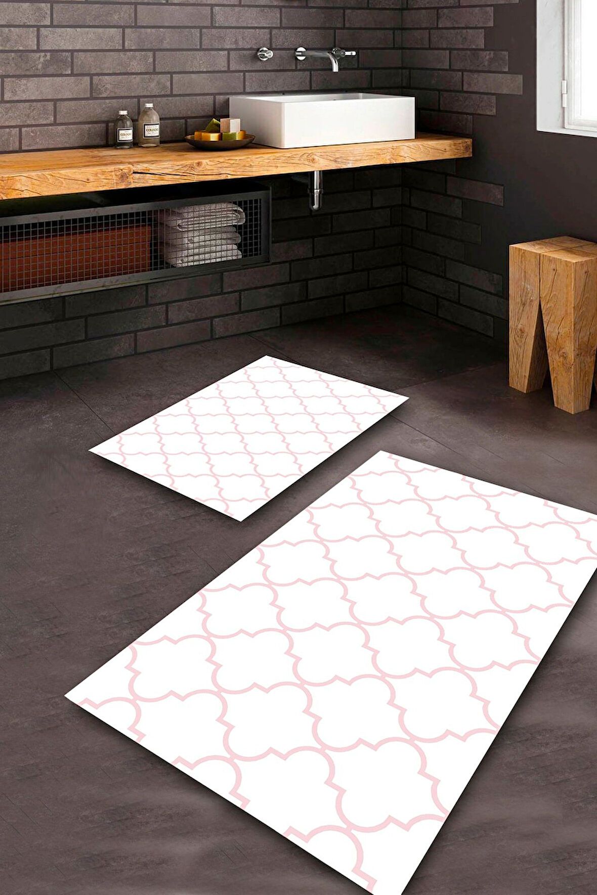 Beyaz Pvc Deri Kaymaz Taban Tasarım Banyo Klozet Takımı Saçaksız BPS-1259