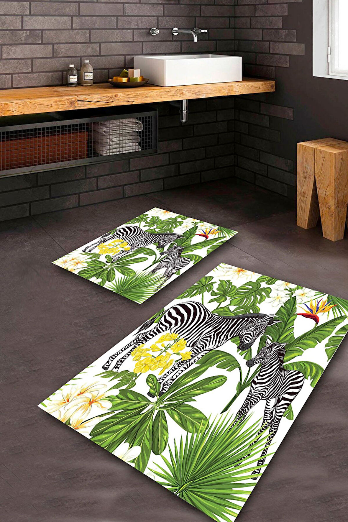 Multi Pvc Deri Kaymaz Taban Zebra Banyo Klozet Takımı Saçaksız BPS-1678