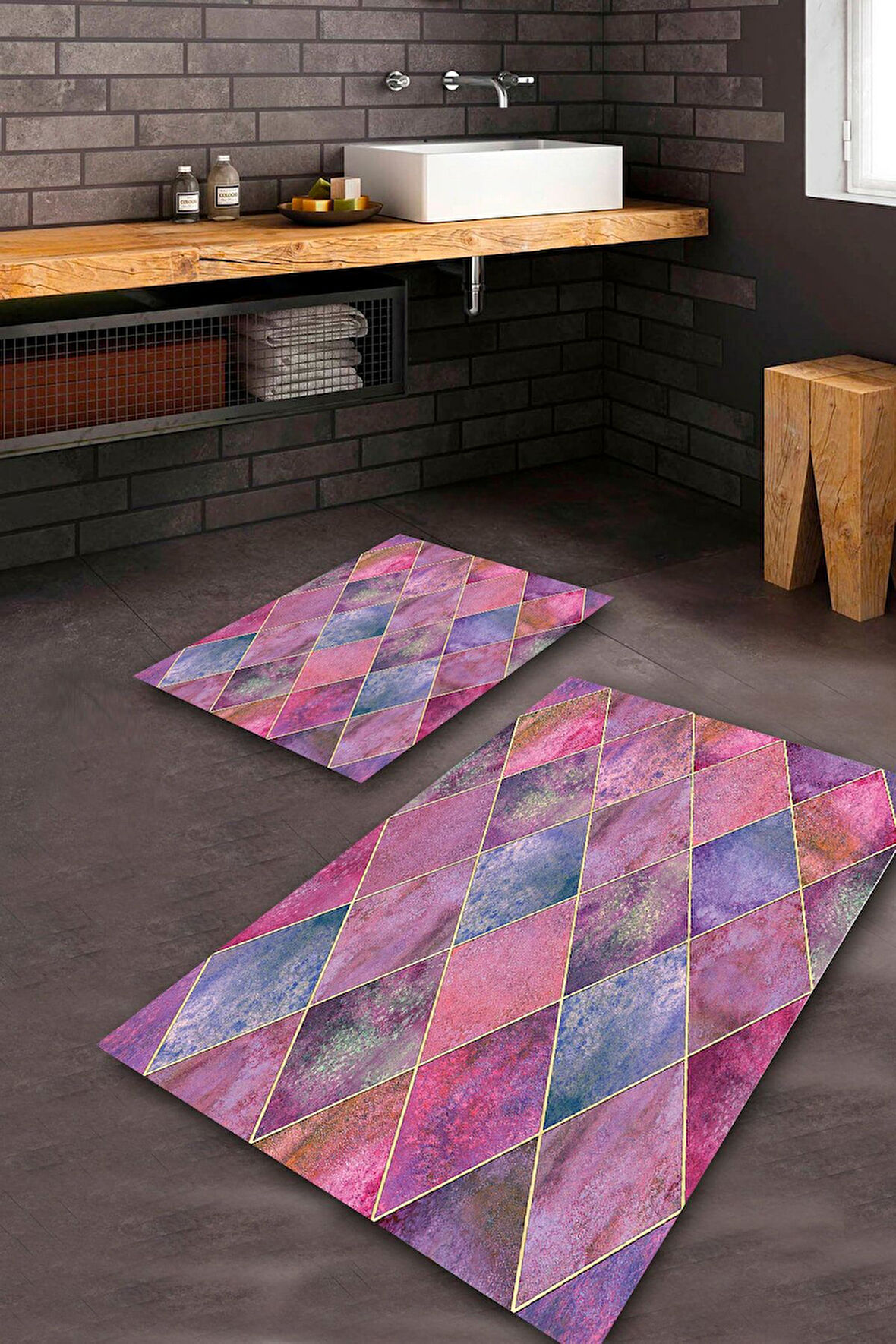 Multi Pvc Deri Kaymaz Taban Tasarım Banyo Klozet Takımı Saçaksız BPS-1684