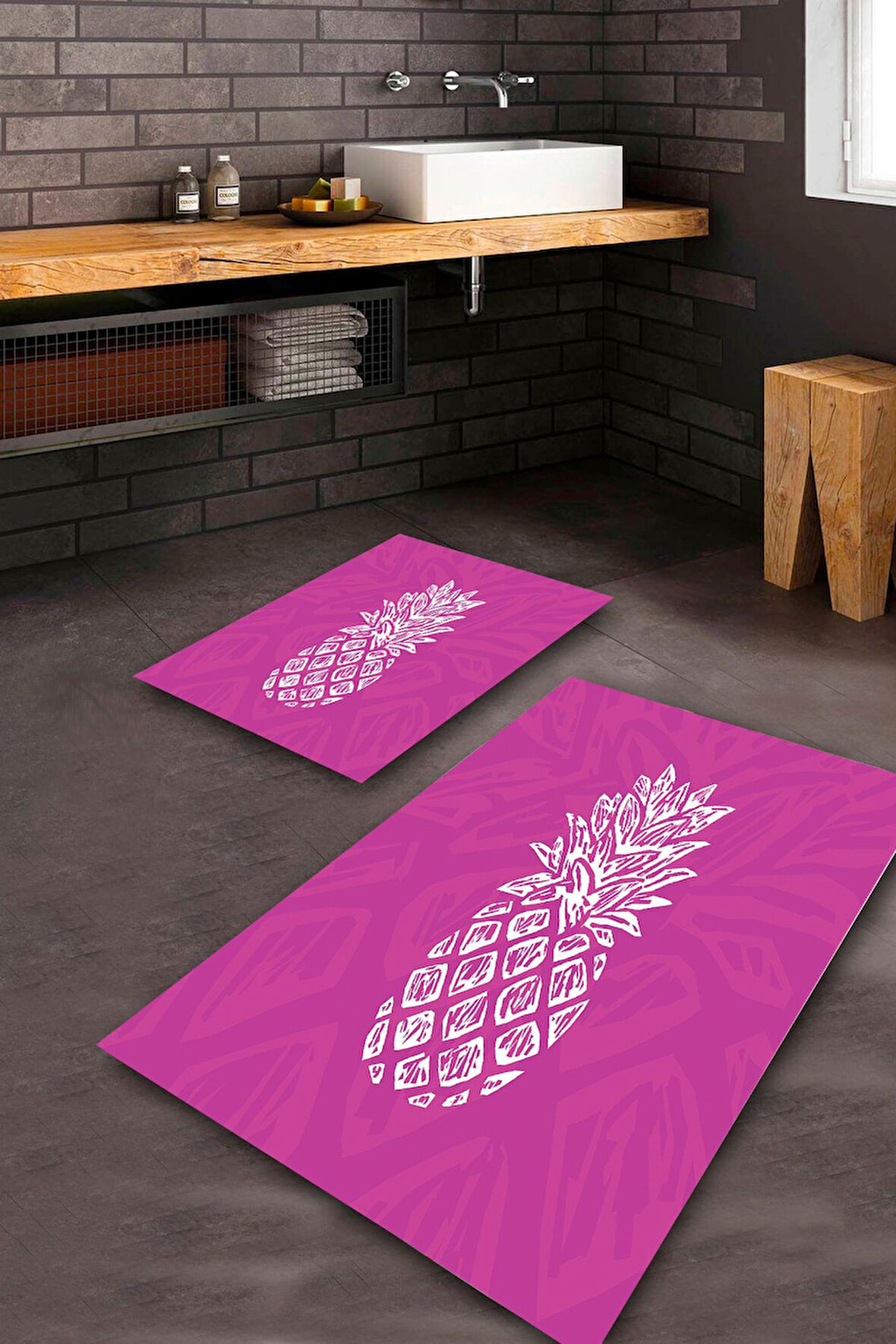 Mürdüm Pvc Deri Kaymaz Taban Ananas Banyo Klozet Takımı Saçaksız BPS-1727