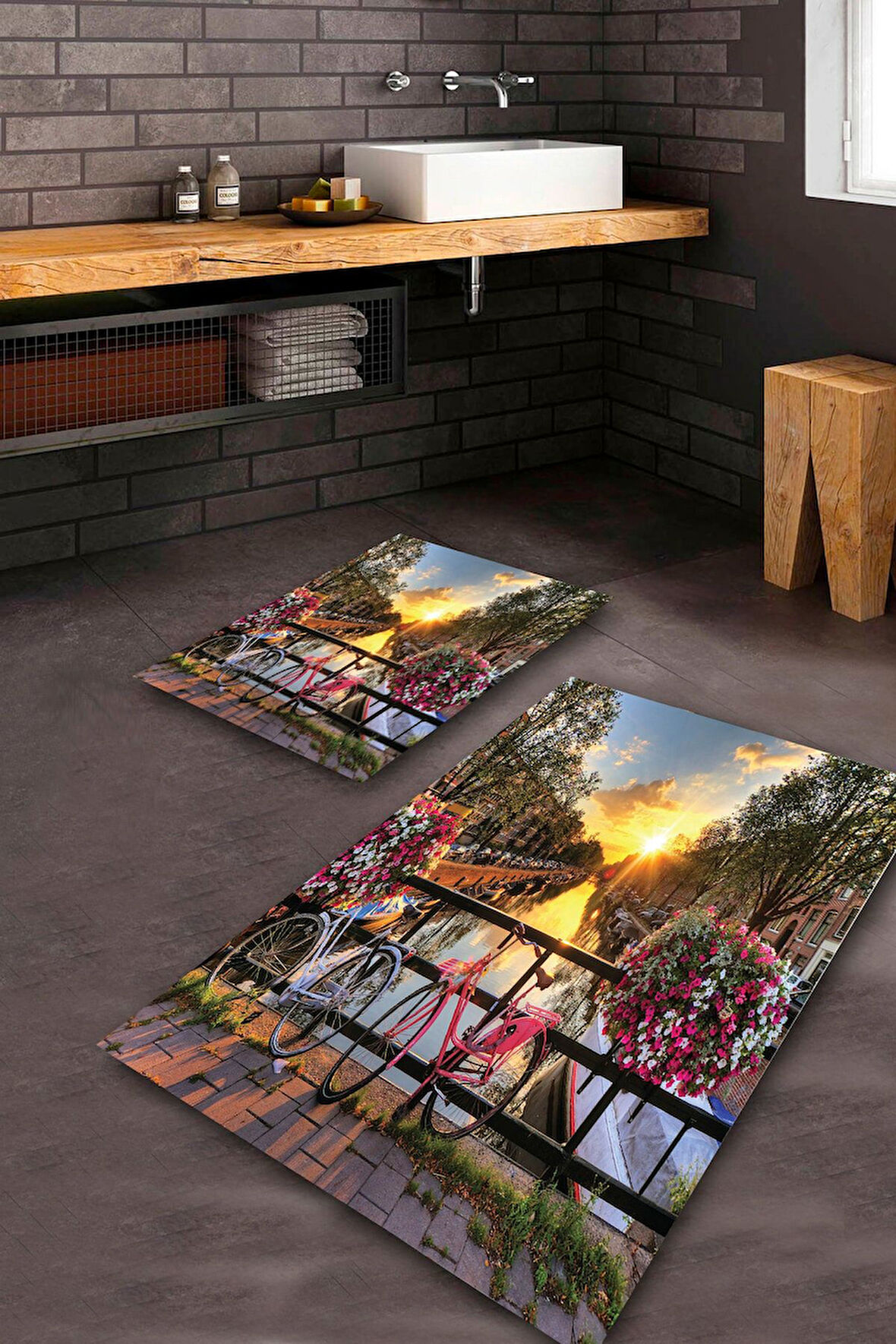 Multi Pvc Deri Kaymaz Taban Doğa Banyo Klozet Takımı Saçaksız BPS-2034