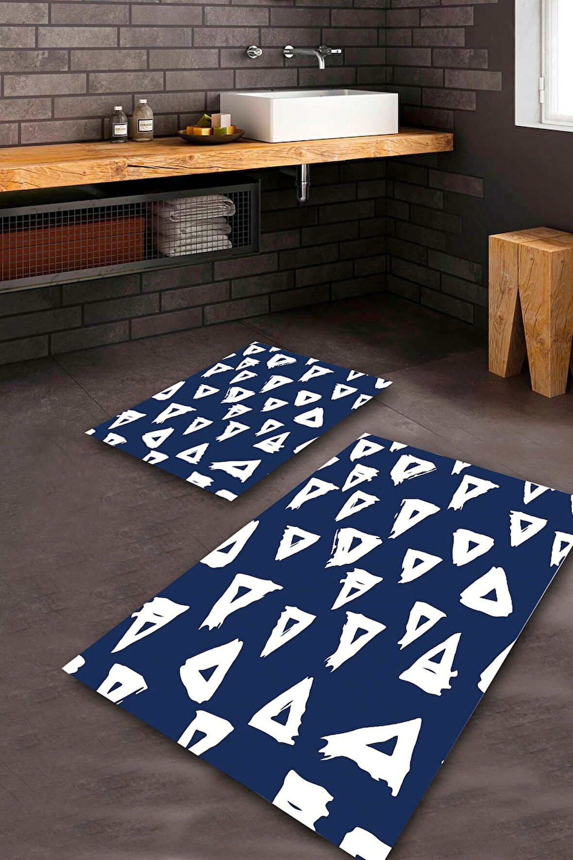 Lacivert Pvc Deri Kaymaz Taban Modern Banyo Klozet Takımı Saçaksız BPS-4072