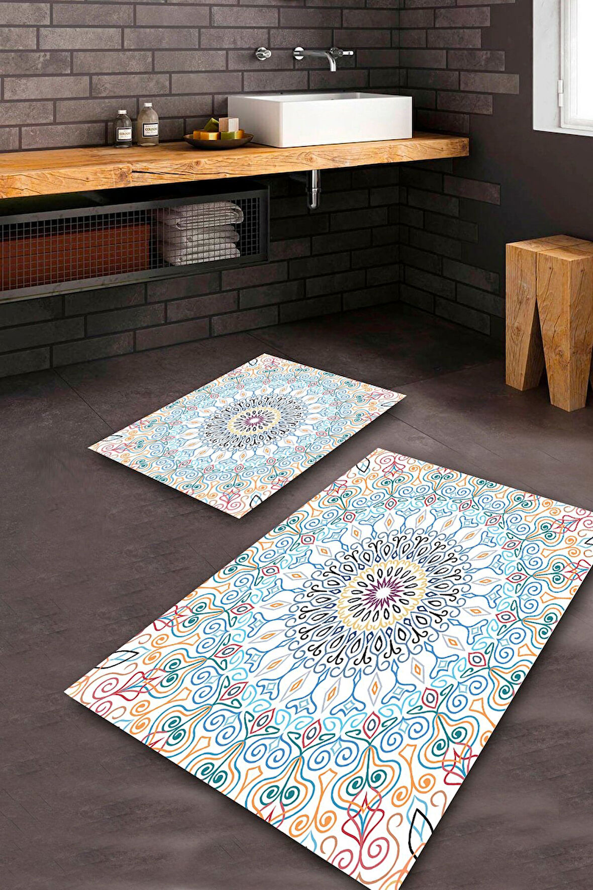 Multi Pvc Deri Kaymaz Taban Dekor Banyo Klozet Takımı Saçaksız BPS-4089